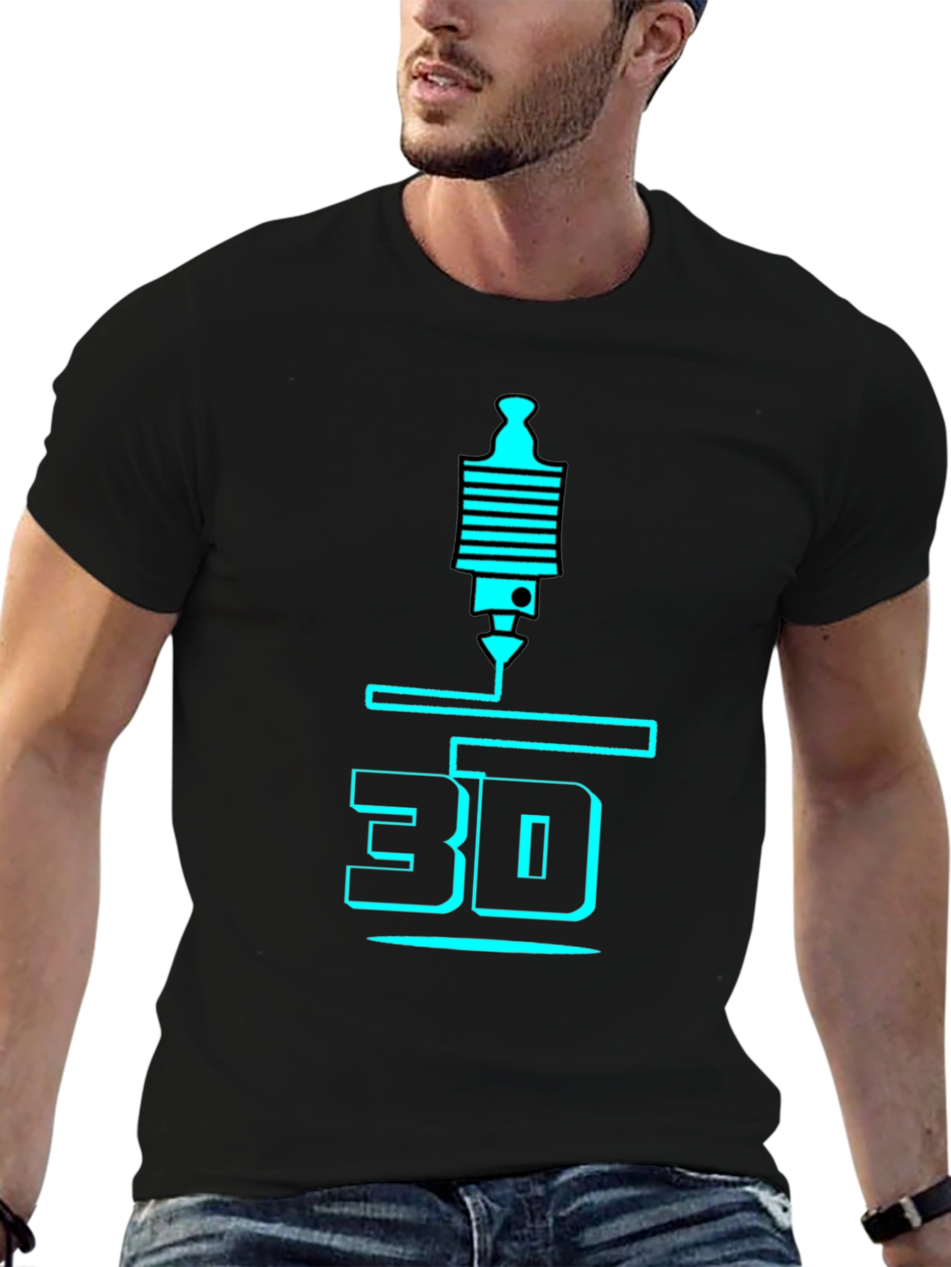 3D Printing T-Shirt - Black Graphic Design