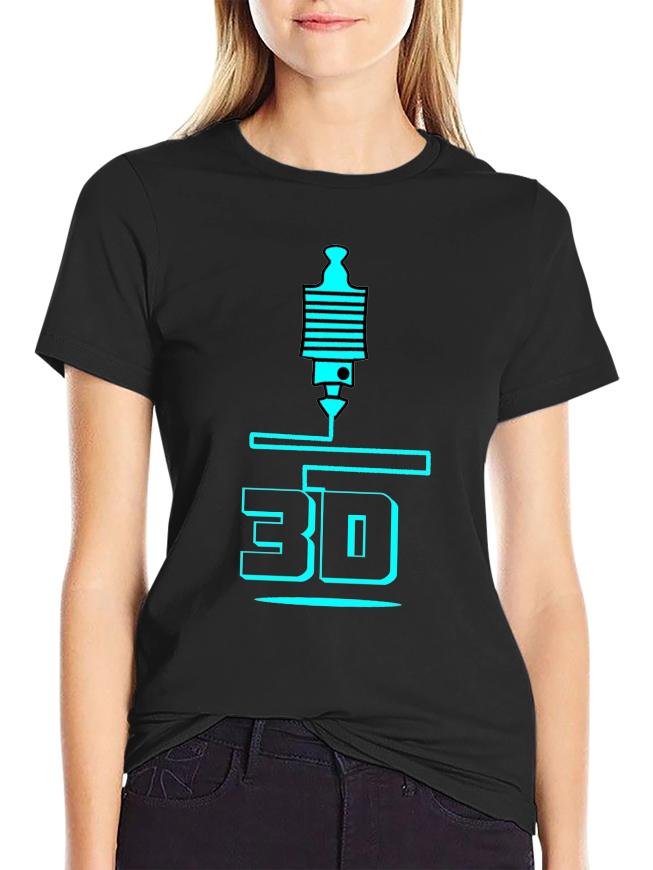 3D Printing T-Shirt - Black Graphic Design