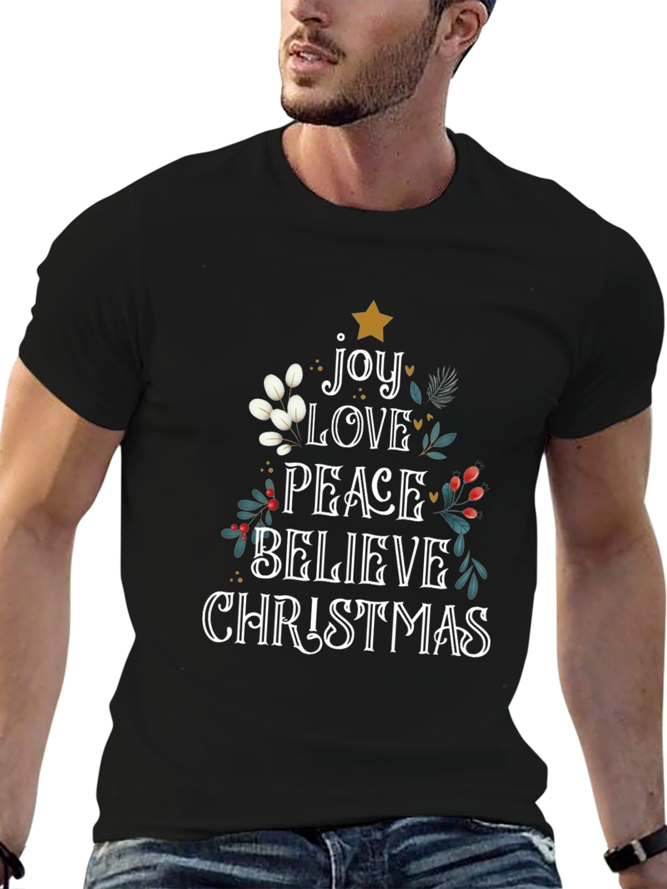 Christmas Joy Love Peace Believe Graphic Tee