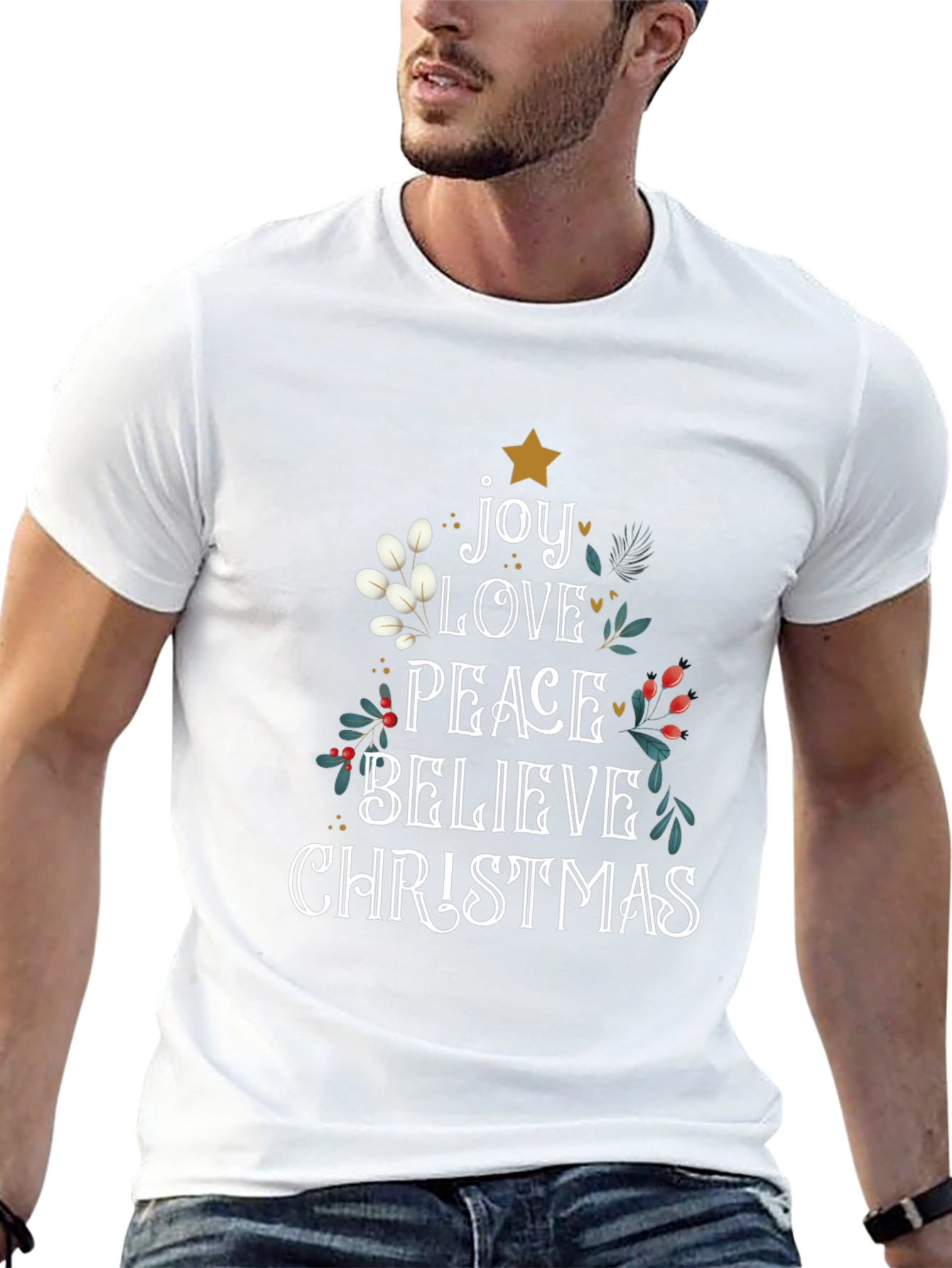 Christmas Joy Love Peace Believe Graphic Tee