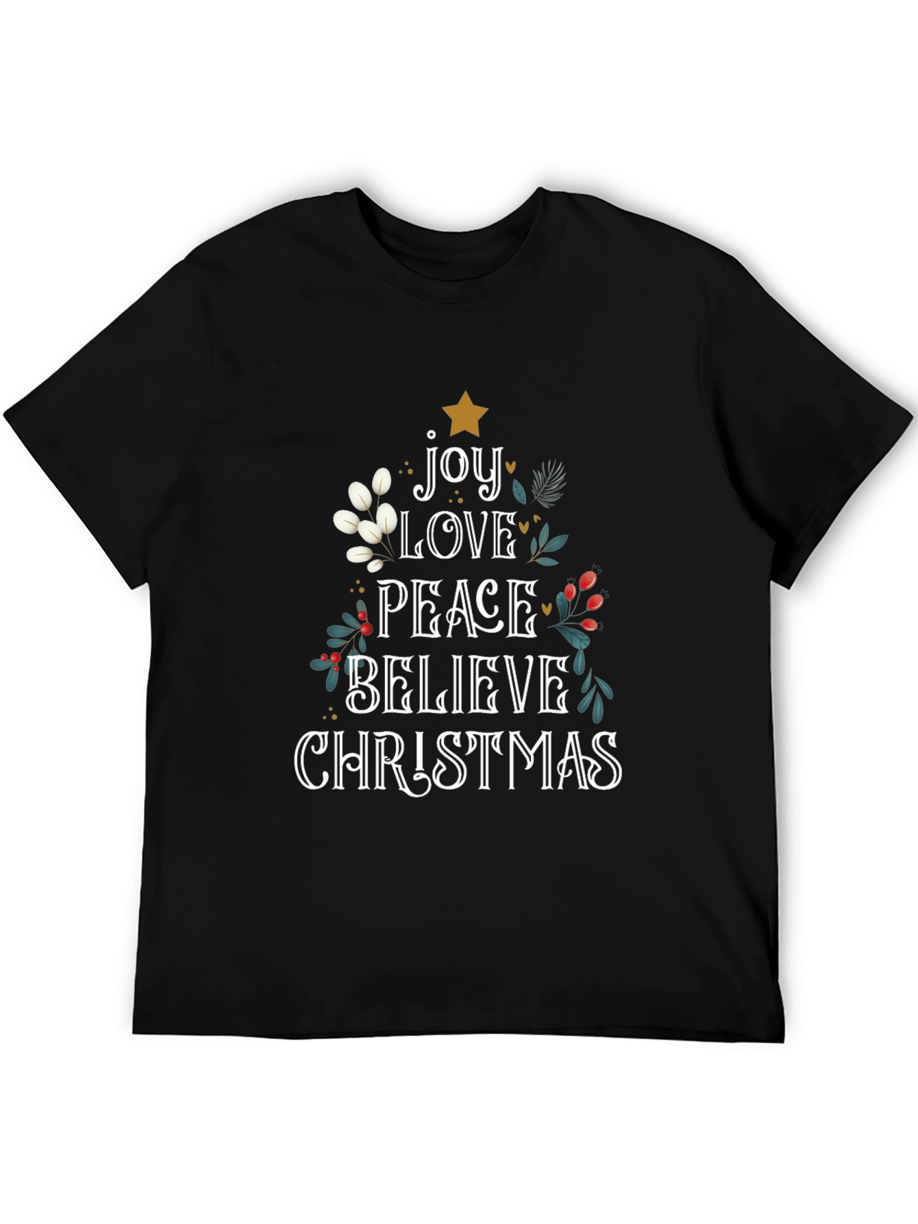 Christmas Joy Love Peace Believe Graphic Tee