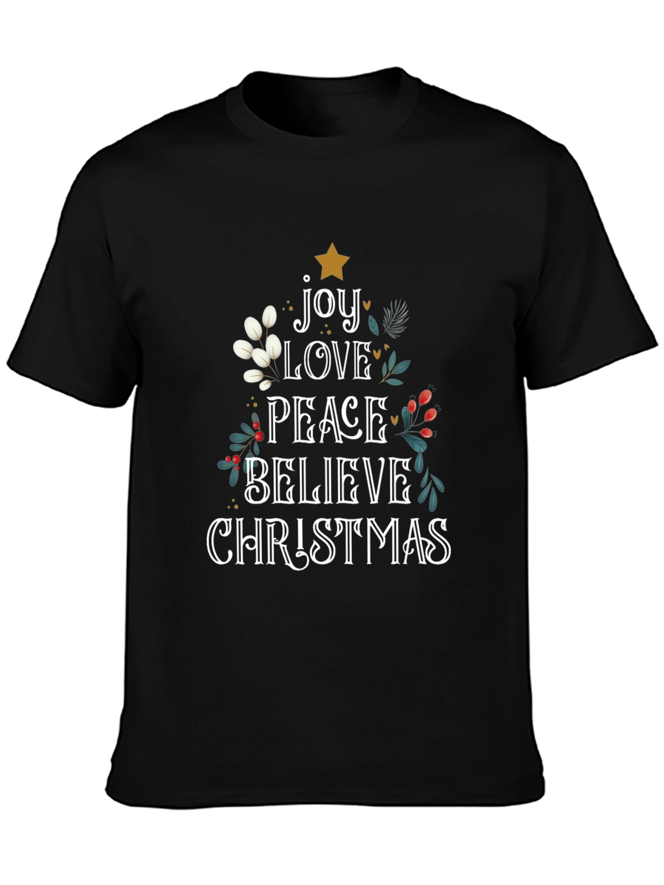 Christmas Joy Love Peace Believe Graphic Tee