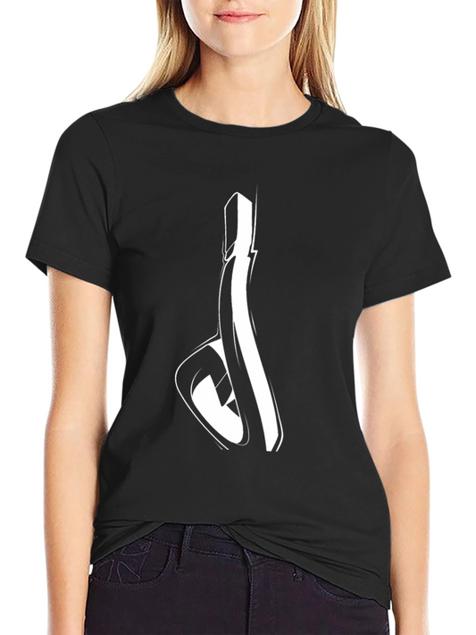 Black Graphic Tee - Abstract White Design