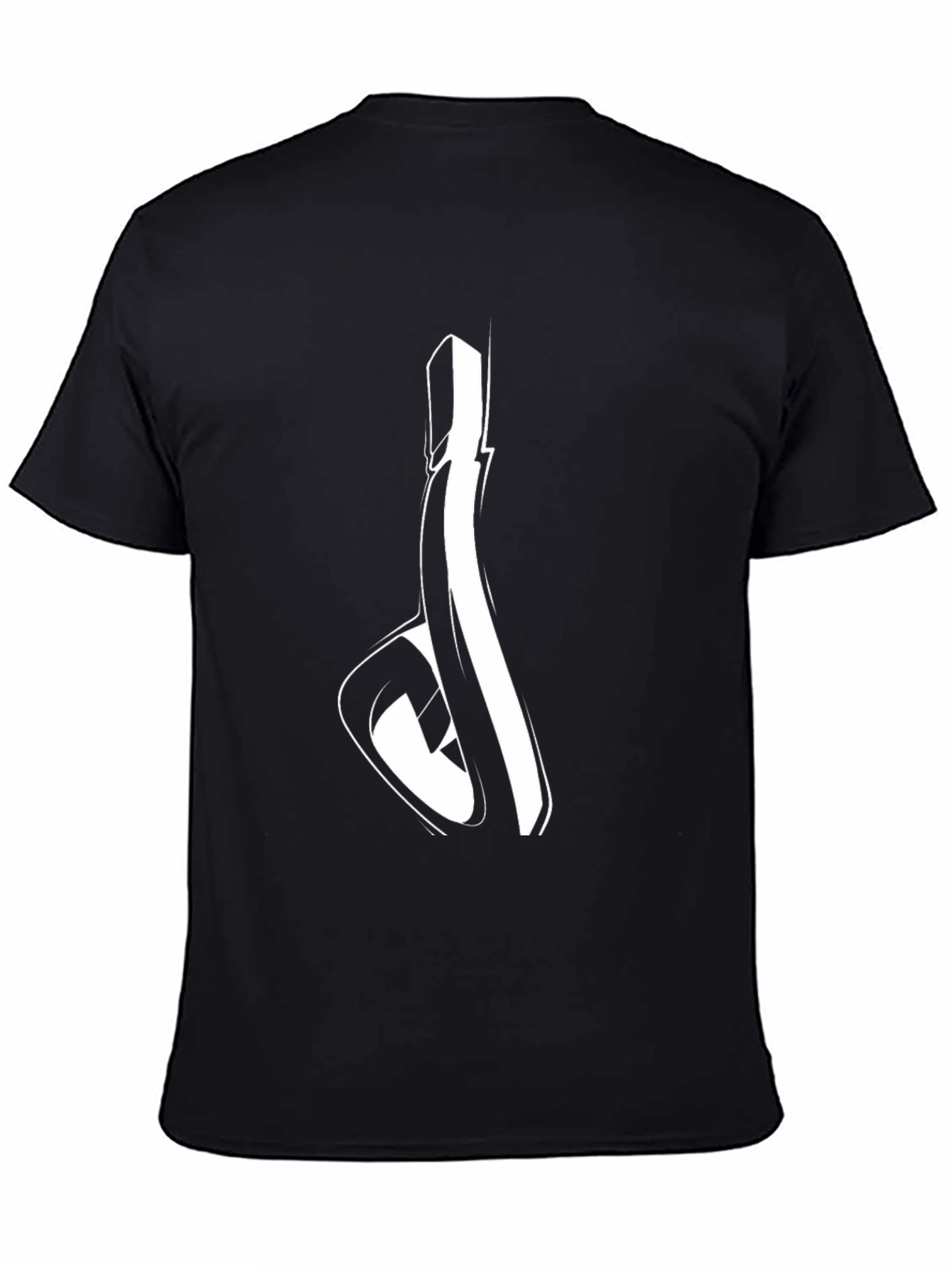 Black Graphic Tee - Abstract White Design