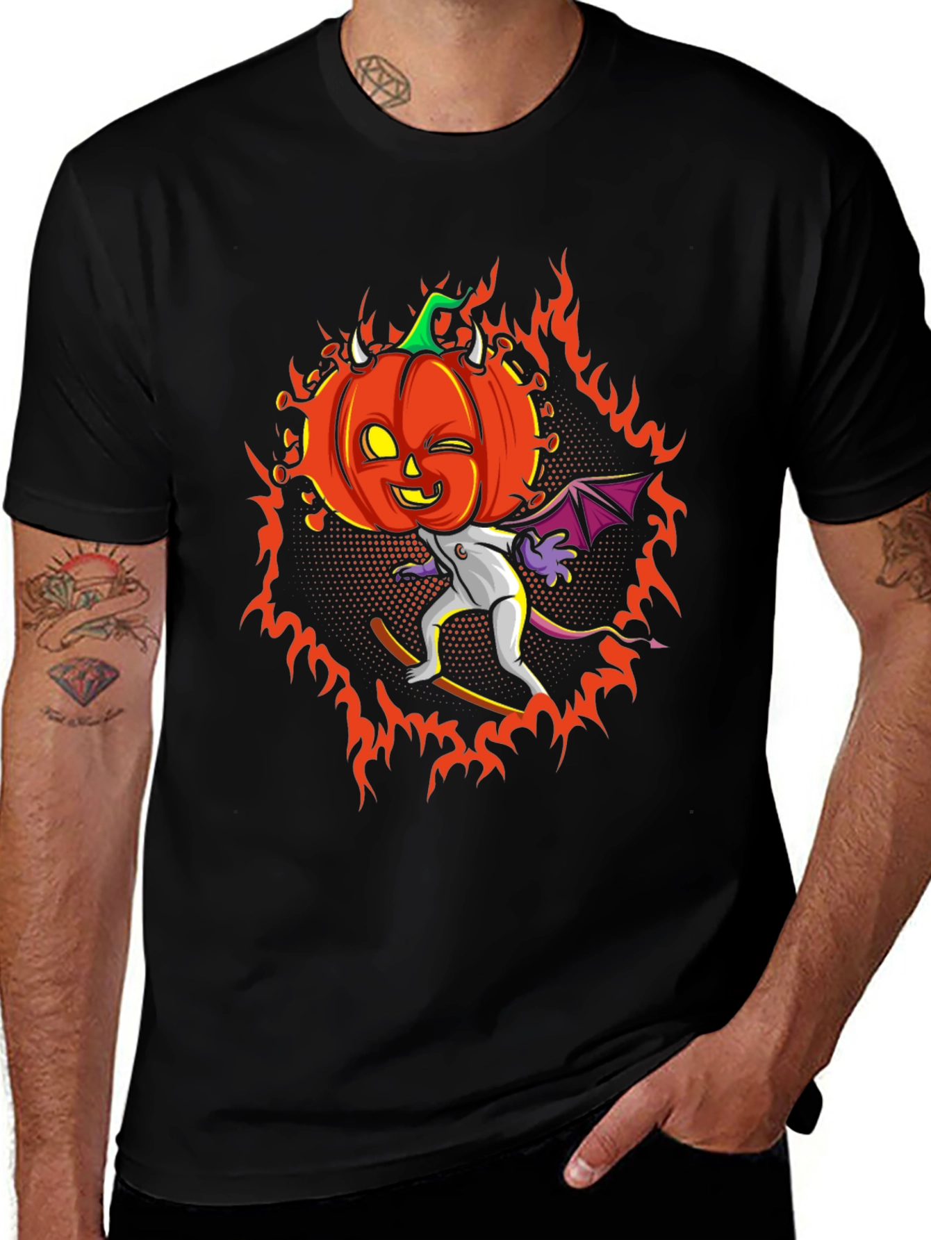 Halloween Pumpkin Devil Graphic T-Shirt - Spooky Season Tee