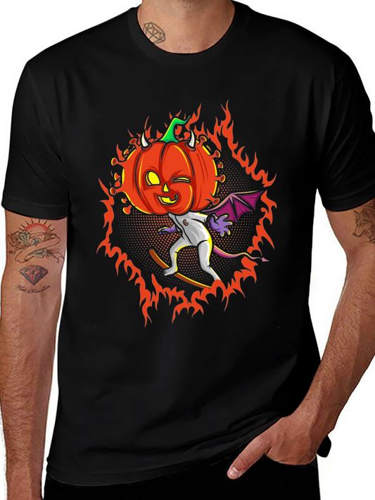 Halloween Pumpkin Devil Graphic T-Shirt - Spooky Season Tee