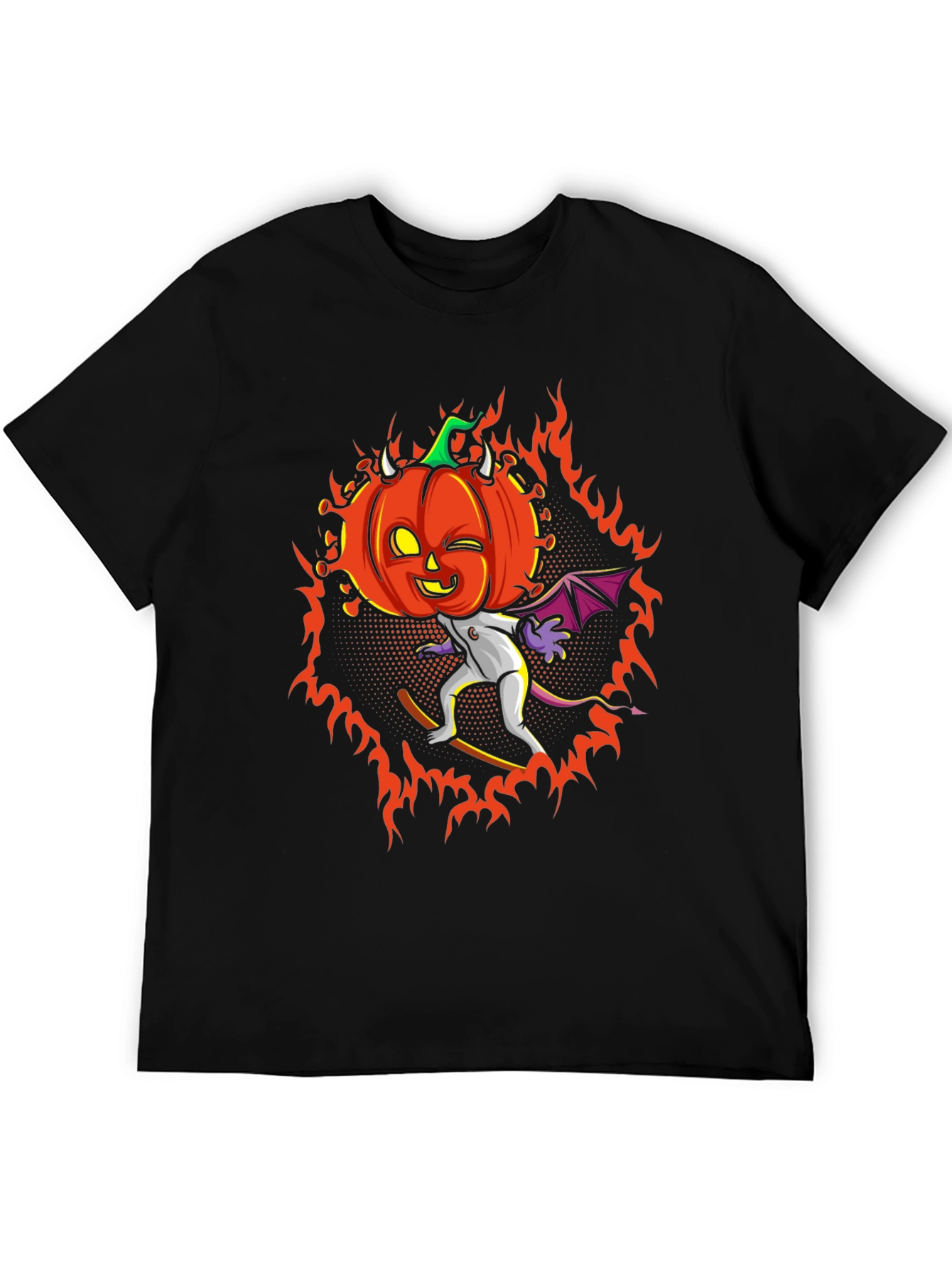 Halloween Pumpkin Devil Graphic T-Shirt - Spooky Season Tee