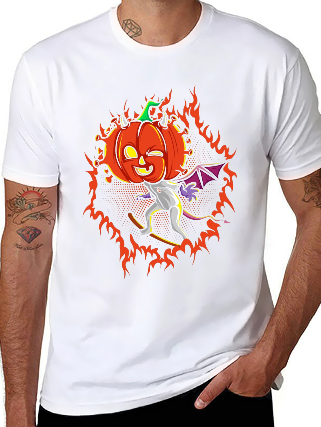 Halloween Pumpkin Devil Graphic T-Shirt - Spooky Season Tee