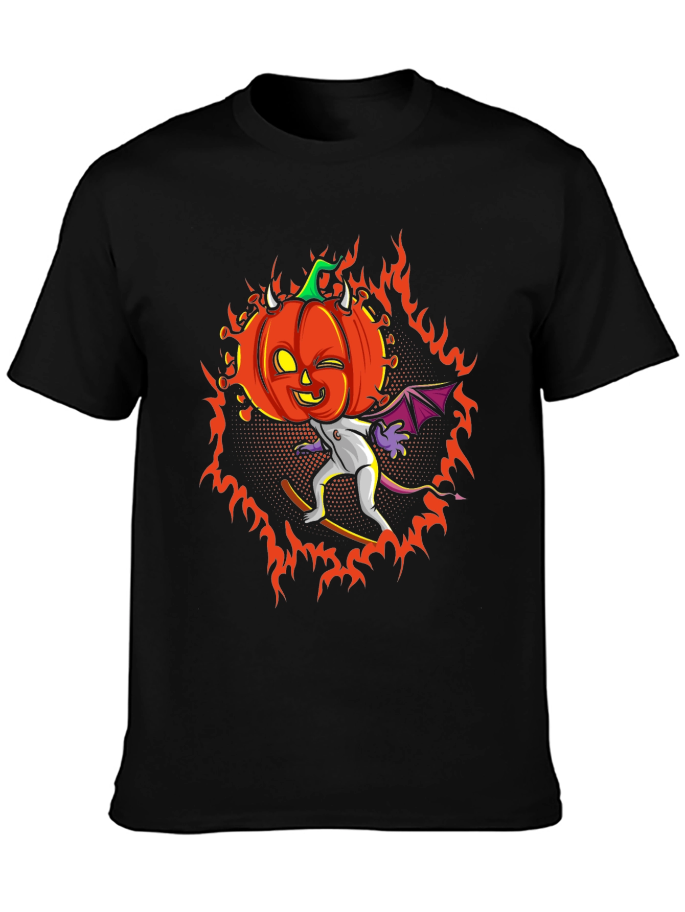 Halloween Pumpkin Devil Graphic T-Shirt - Spooky Season Tee