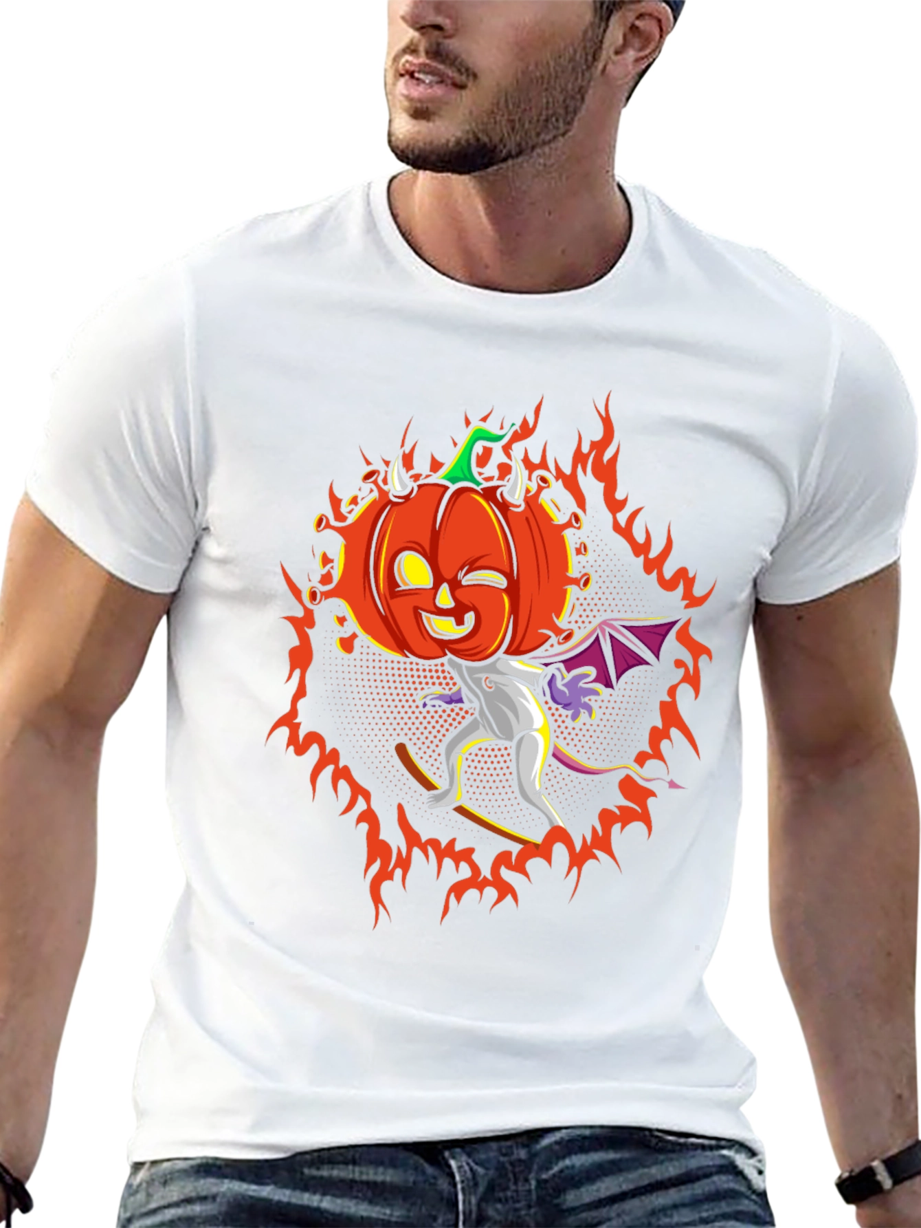 Halloween Pumpkin Devil Graphic T-Shirt - Spooky Season Tee