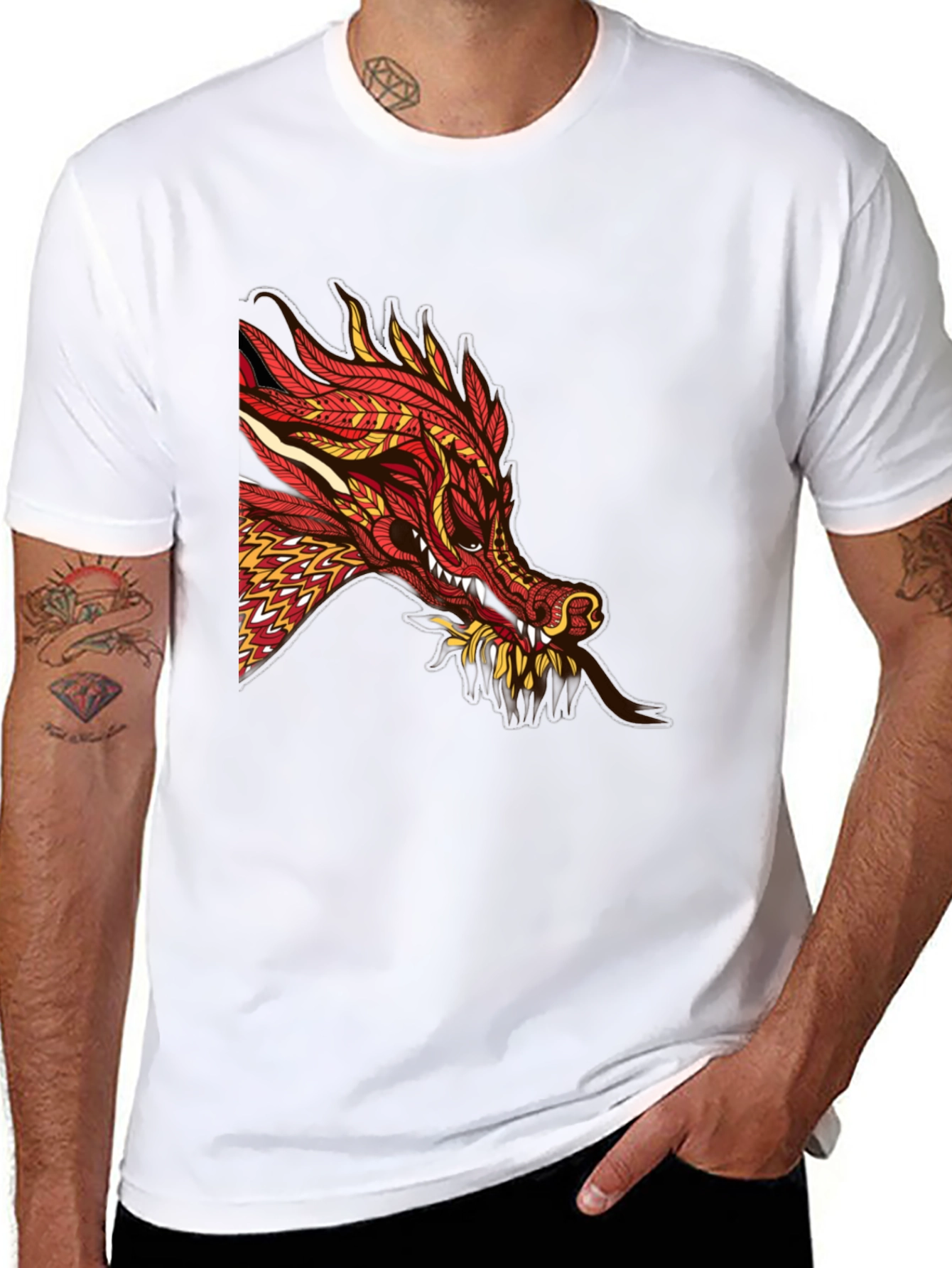 Dragon Graphic Print Black T-Shirt
