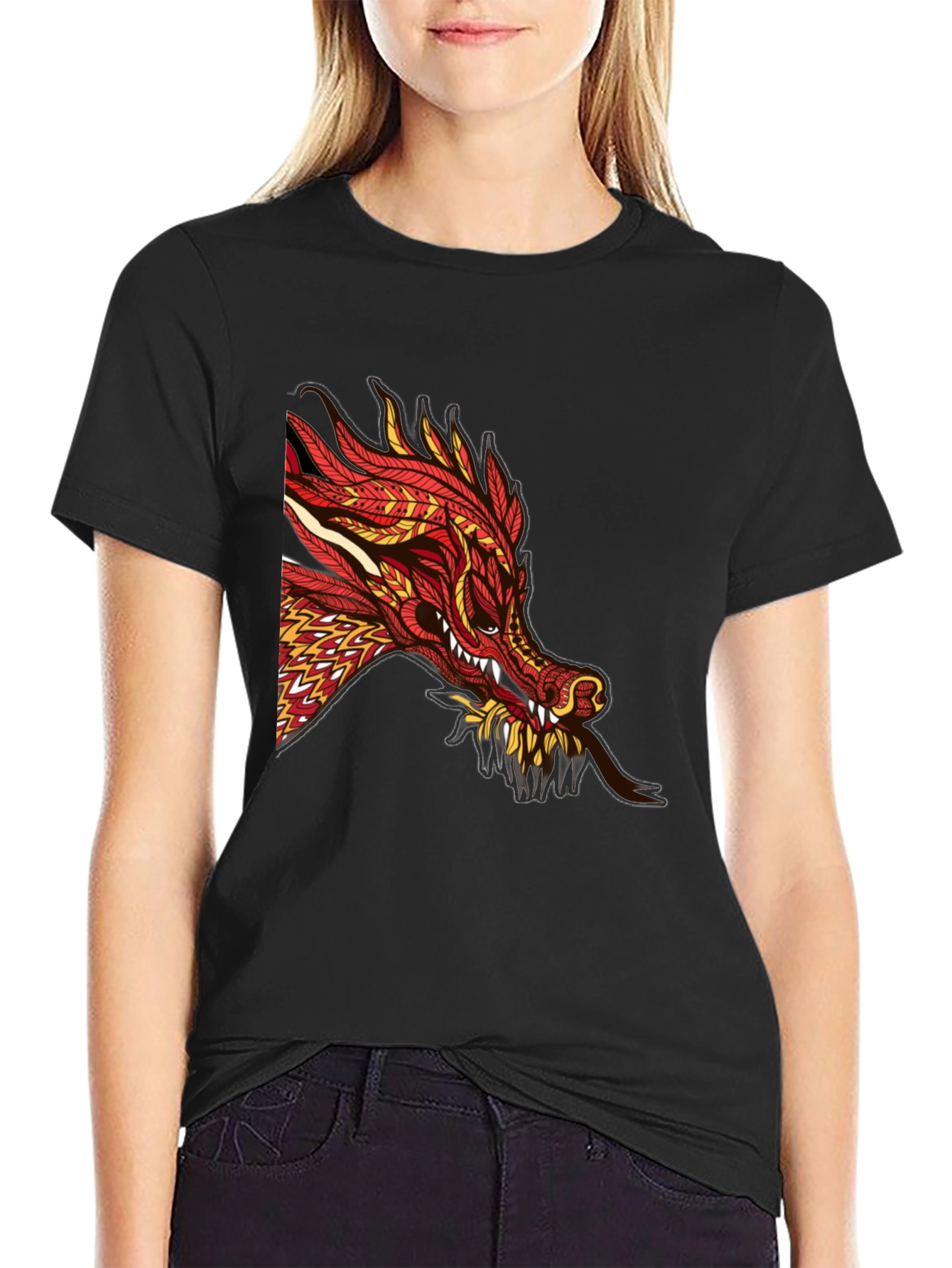Dragon Graphic Print Black T-Shirt