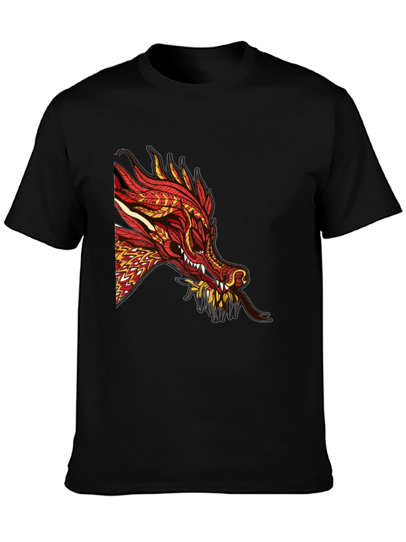 Dragon Graphic Print Black T-Shirt