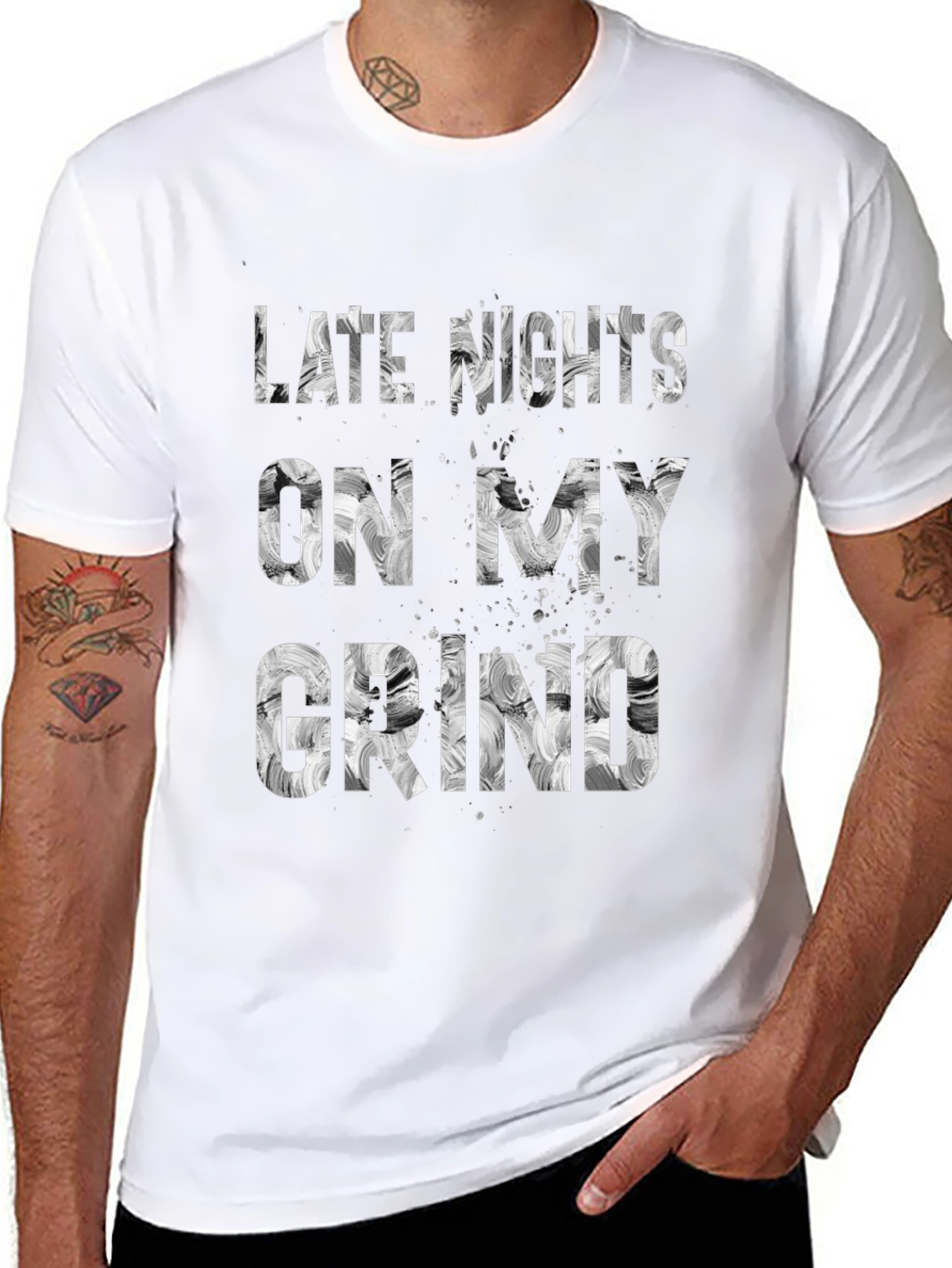 Late Nights On My Grind Black Graphic Tee