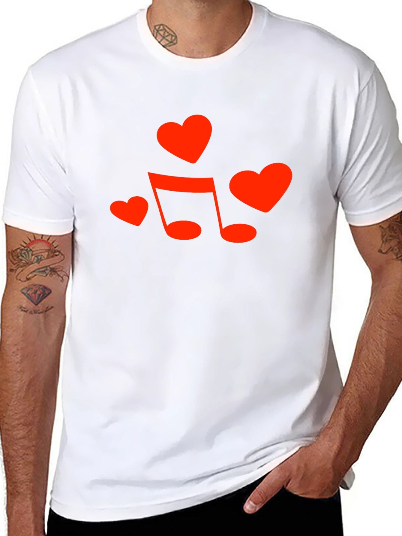 Heart & Music Note Graphic Tee - Black