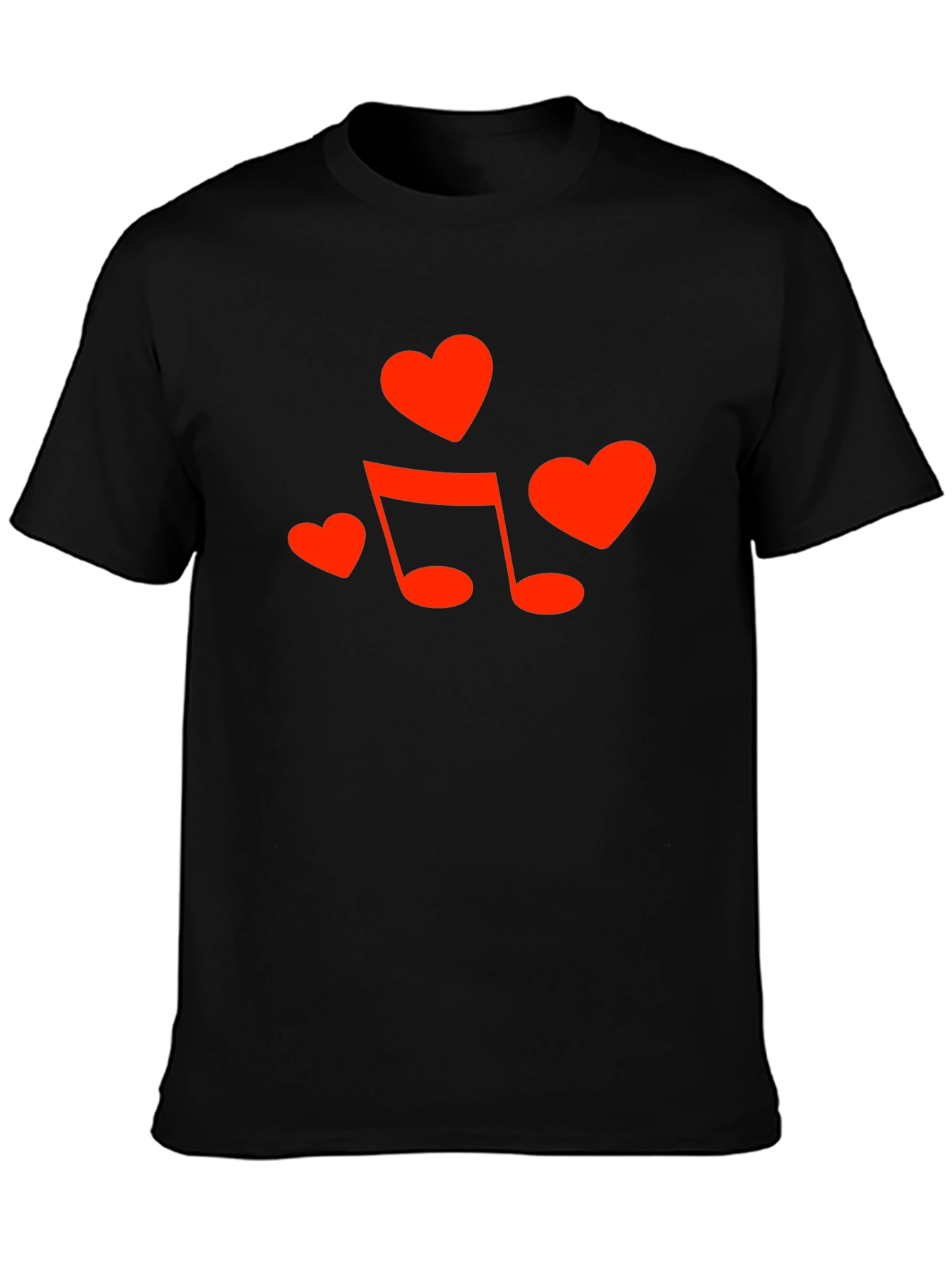 Heart & Music Note Graphic Tee - Black