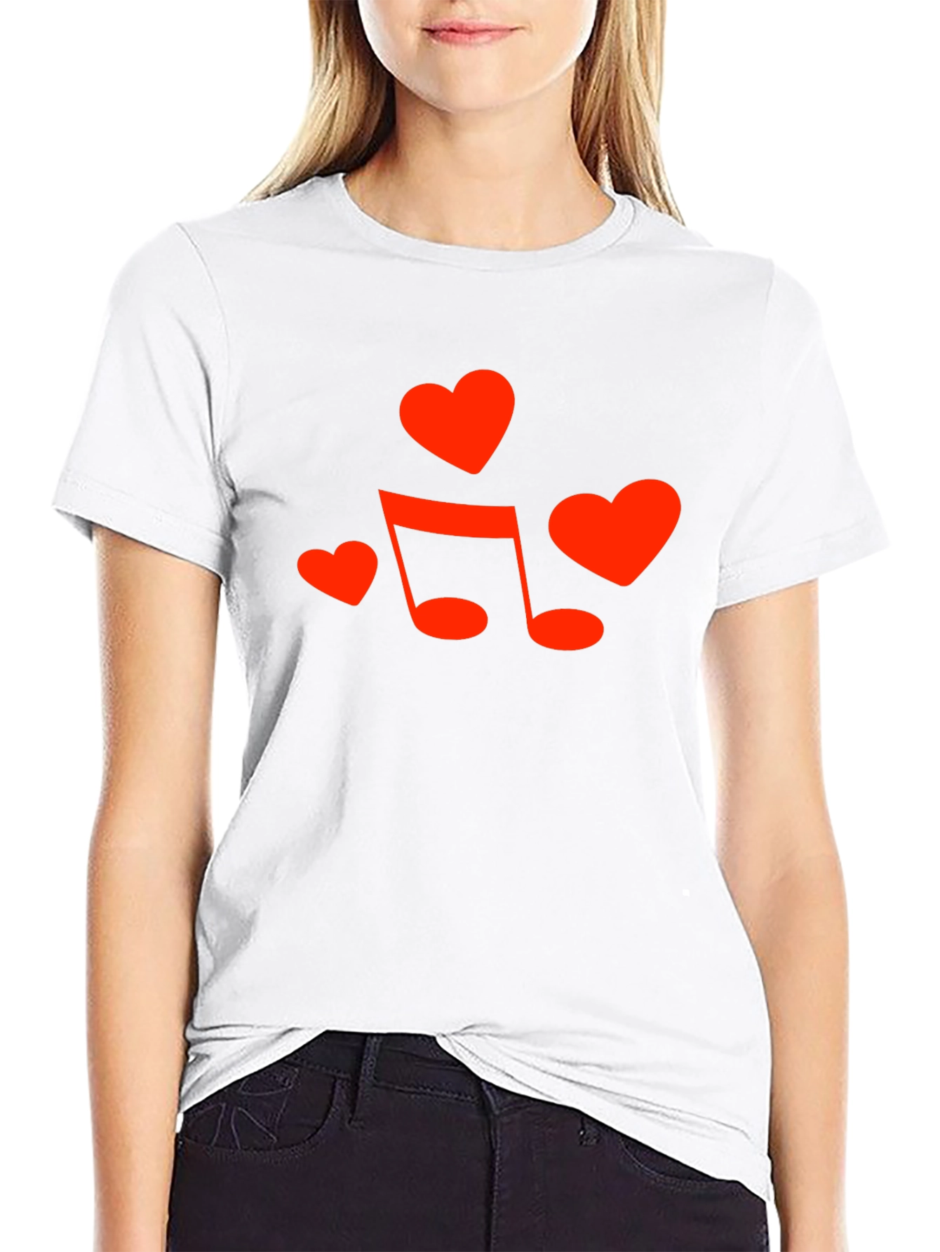 Heart & Music Note Graphic Tee - Black