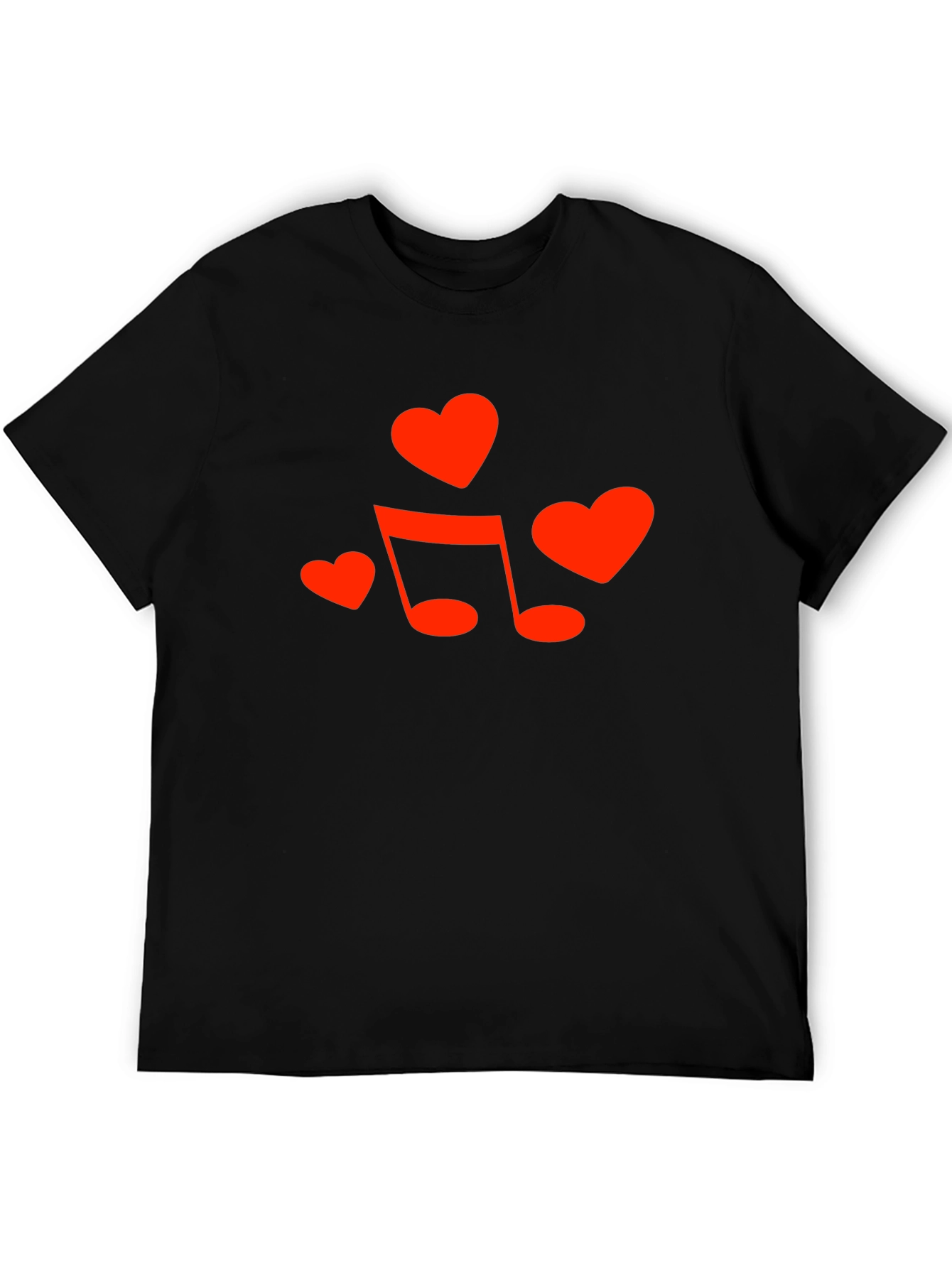 Heart & Music Note Graphic Tee - Black
