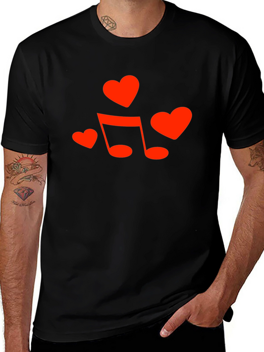 Heart & Music Note Graphic Tee - Black