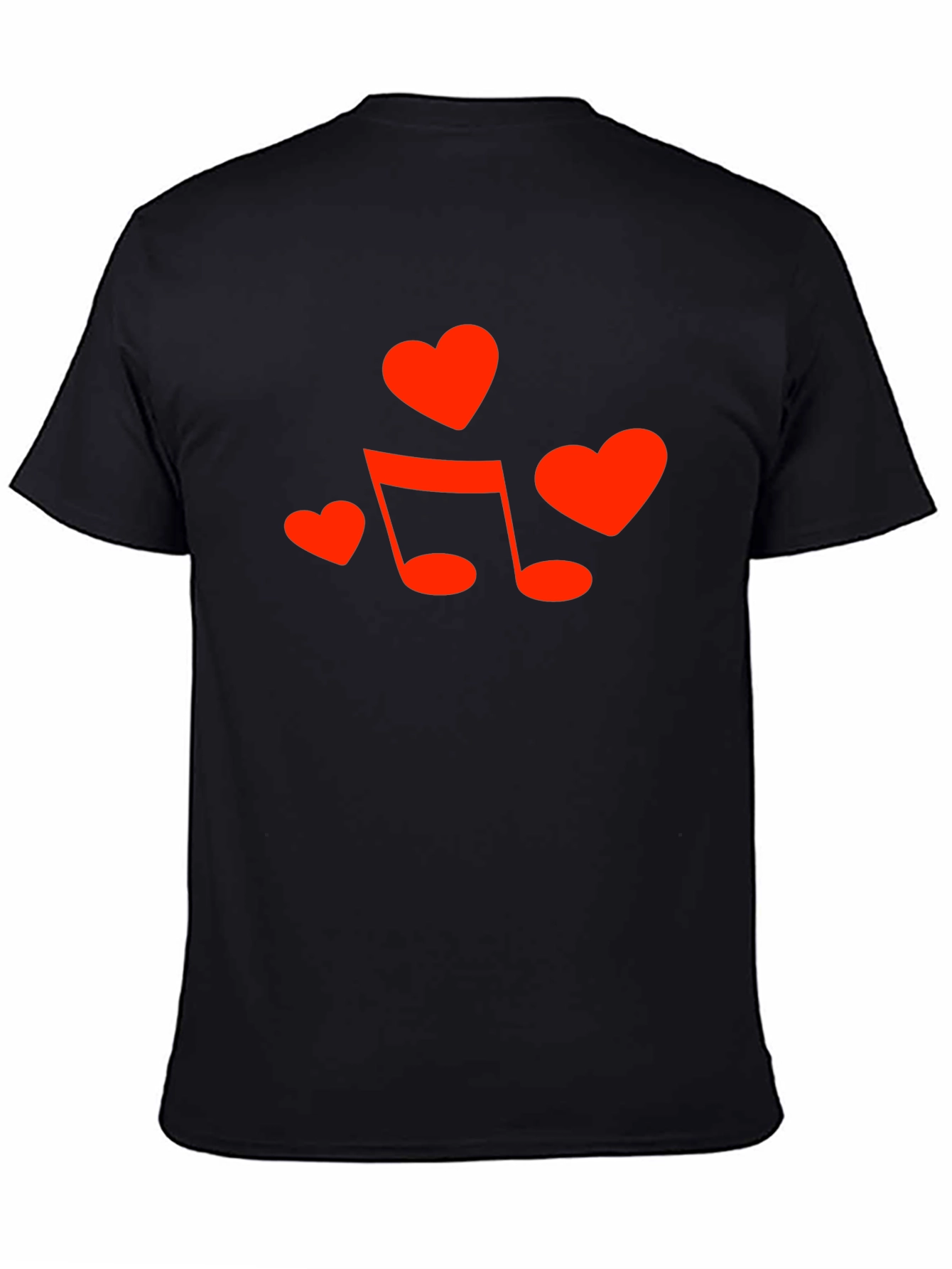 Heart & Music Note Graphic Tee - Black