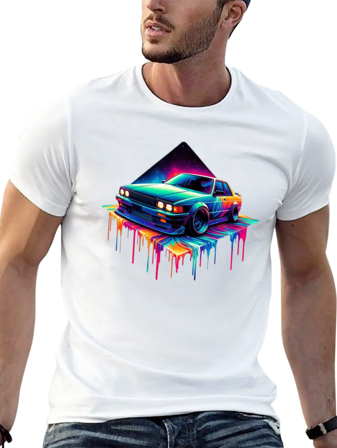 Retro Vaporwave Car T-Shirt - Black