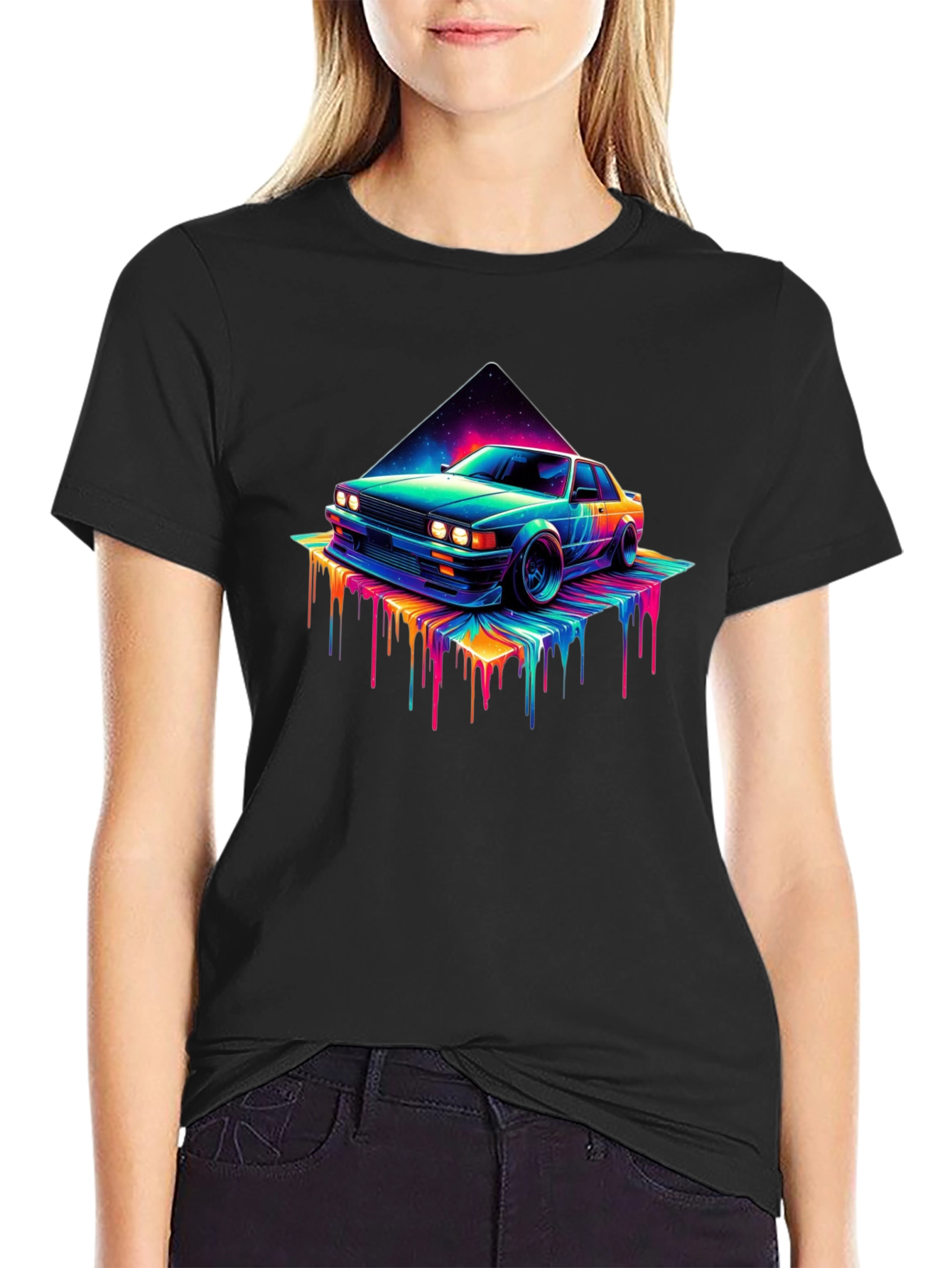 Retro Vaporwave Car T-Shirt - Black