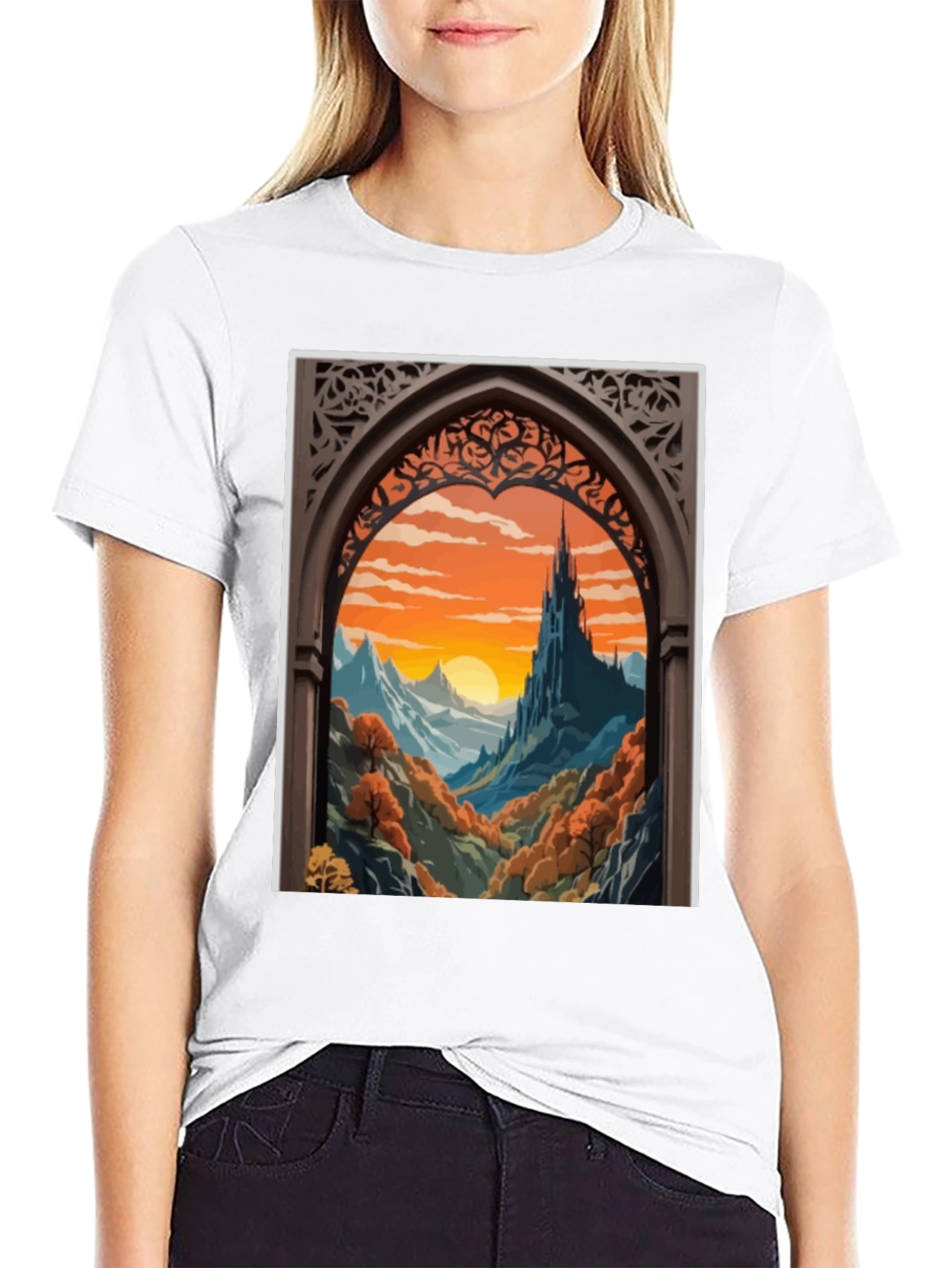 Castle View T-Shirt - Artistic Landscape Tee