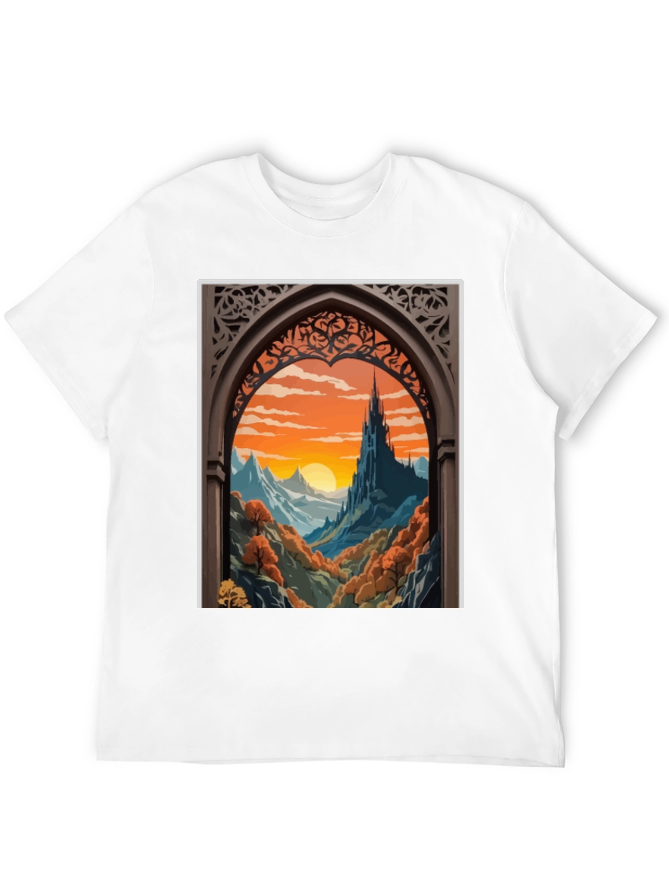 Castle View T-Shirt - Artistic Landscape Tee