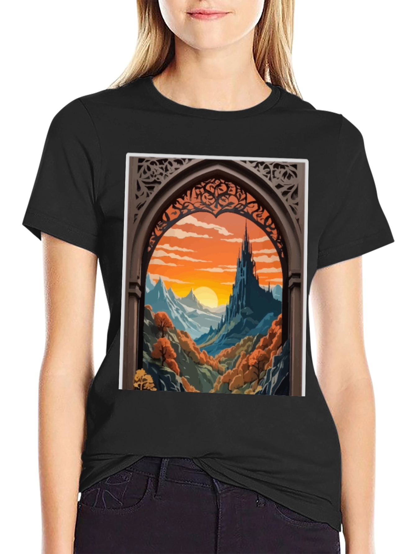 Castle View T-Shirt - Artistic Landscape Tee