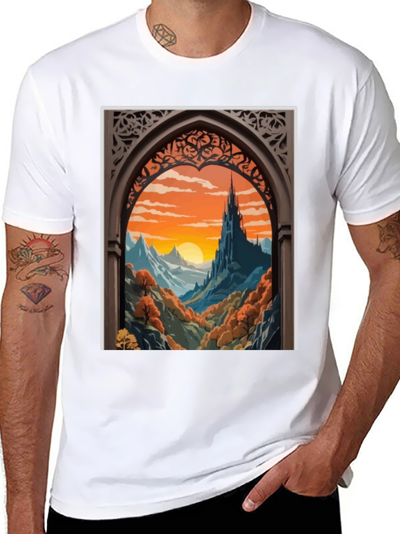 Castle View T-Shirt - Artistic Landscape Tee