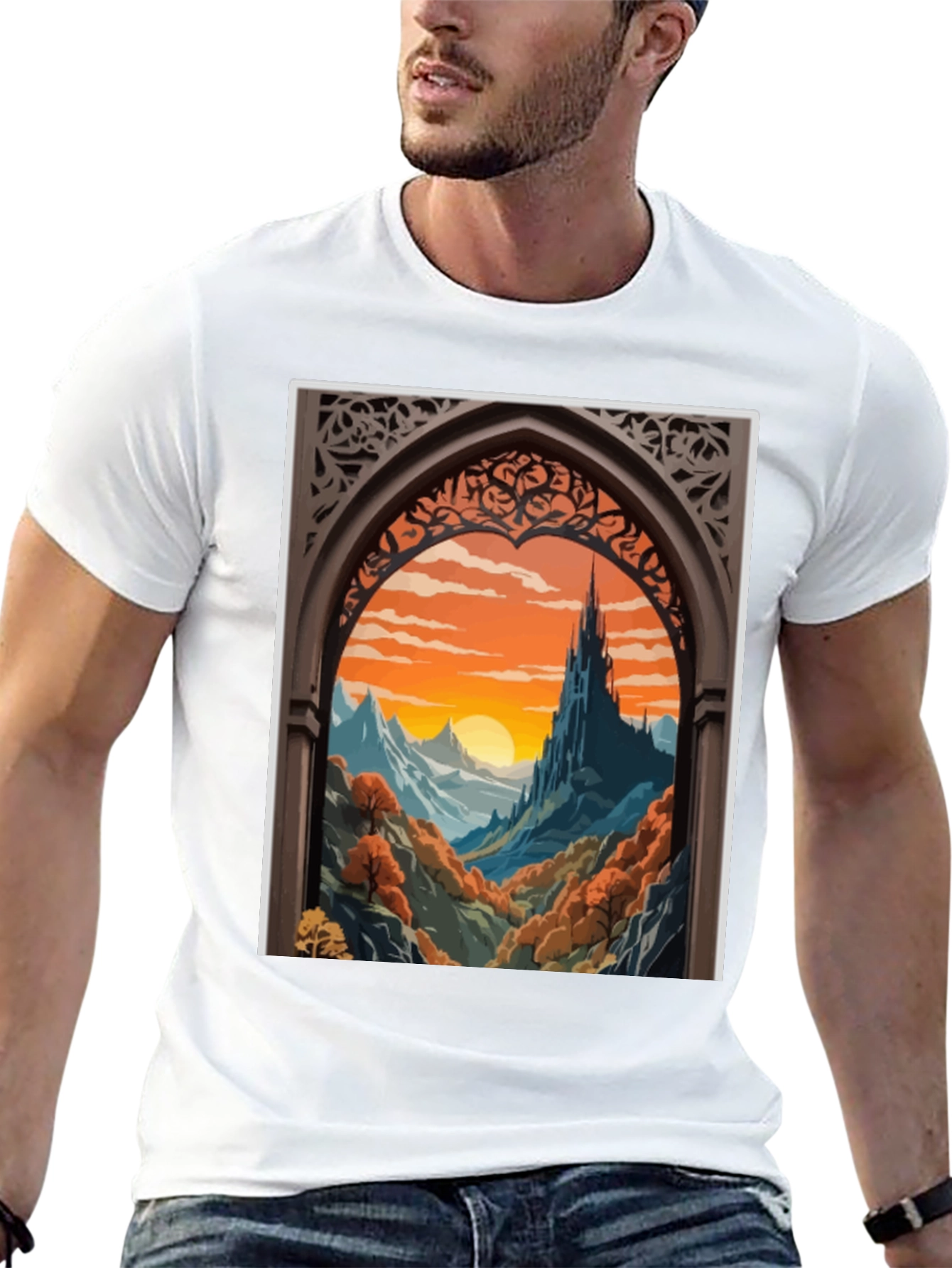 Castle View T-Shirt - Artistic Landscape Tee