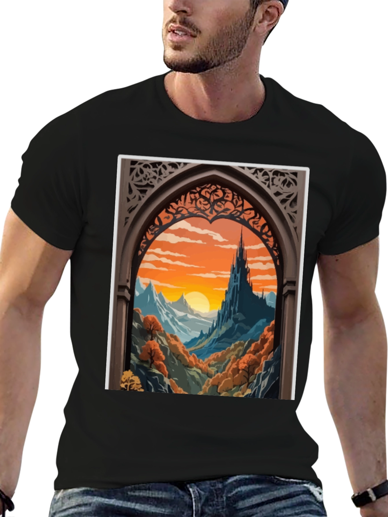 Castle View T-Shirt - Artistic Landscape Tee