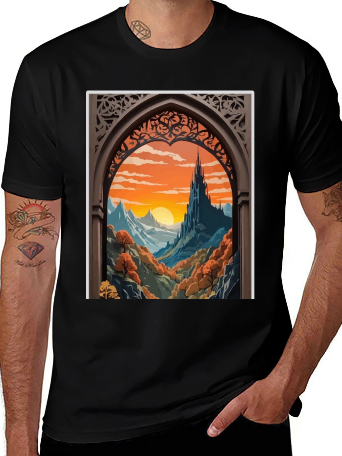 Castle View T-Shirt - Artistic Landscape Tee