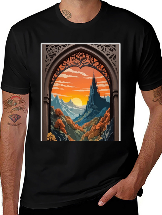 Castle View T-Shirt - Artistic Landscape Tee