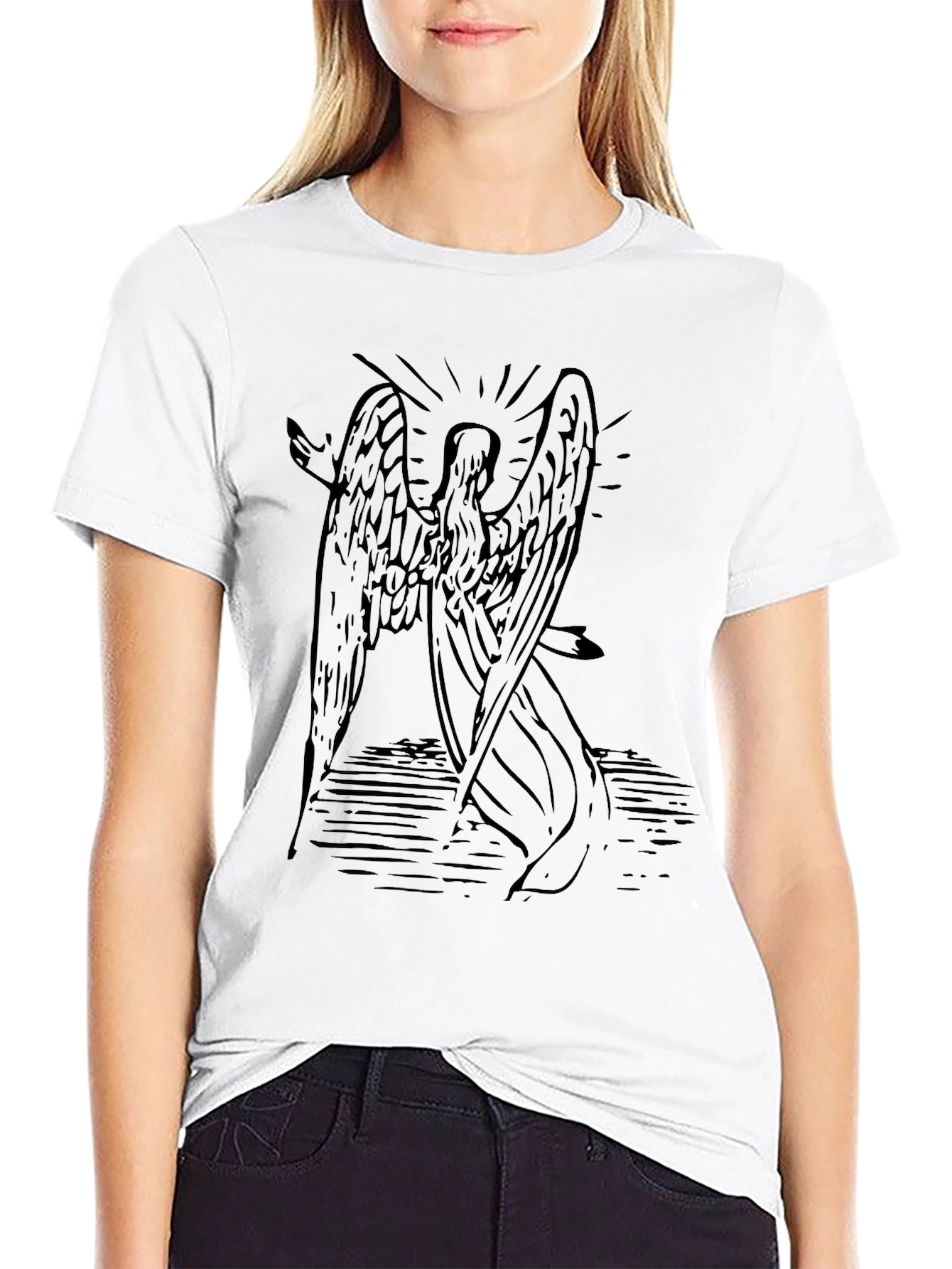 Angel Wings Graphic Print Black T-Shirt