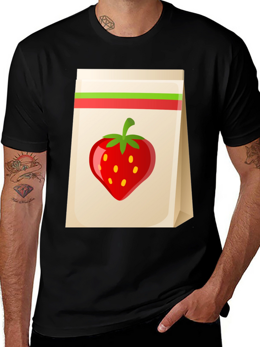 Strawberry Bag Graphic Tee - Cute Fruit Design
