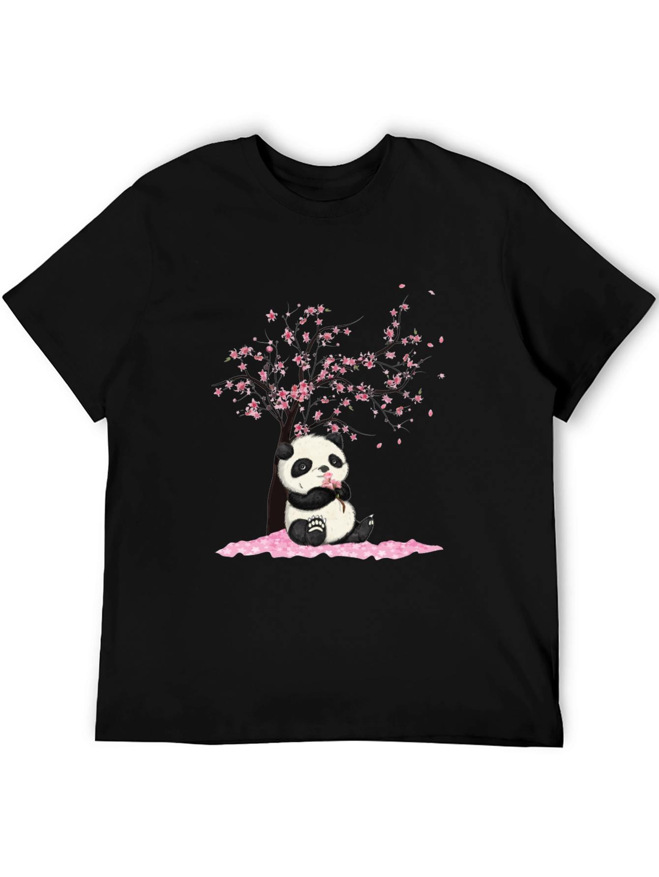 Panda Sakura Black T-Shirt