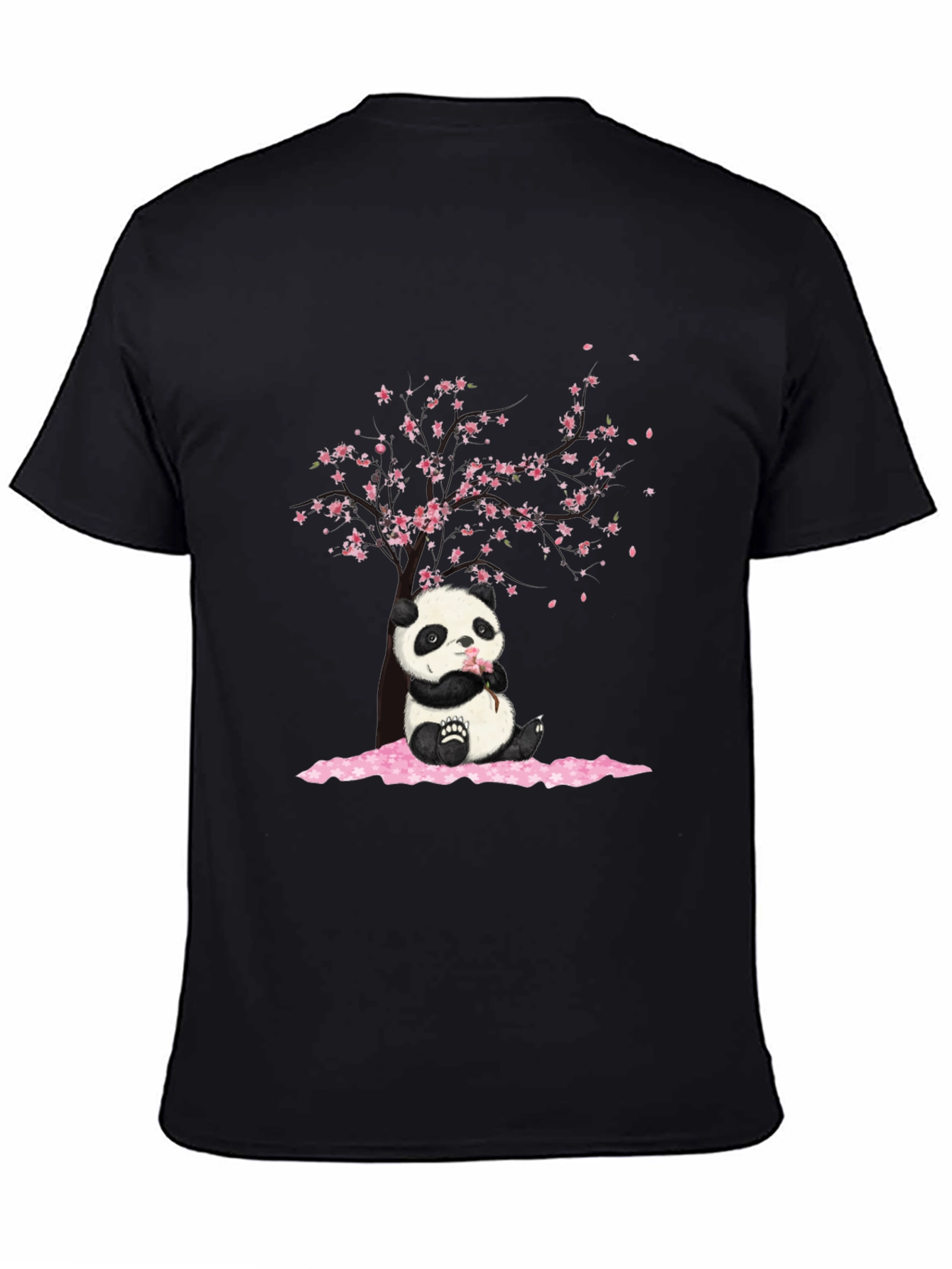 Panda Sakura Black T-Shirt