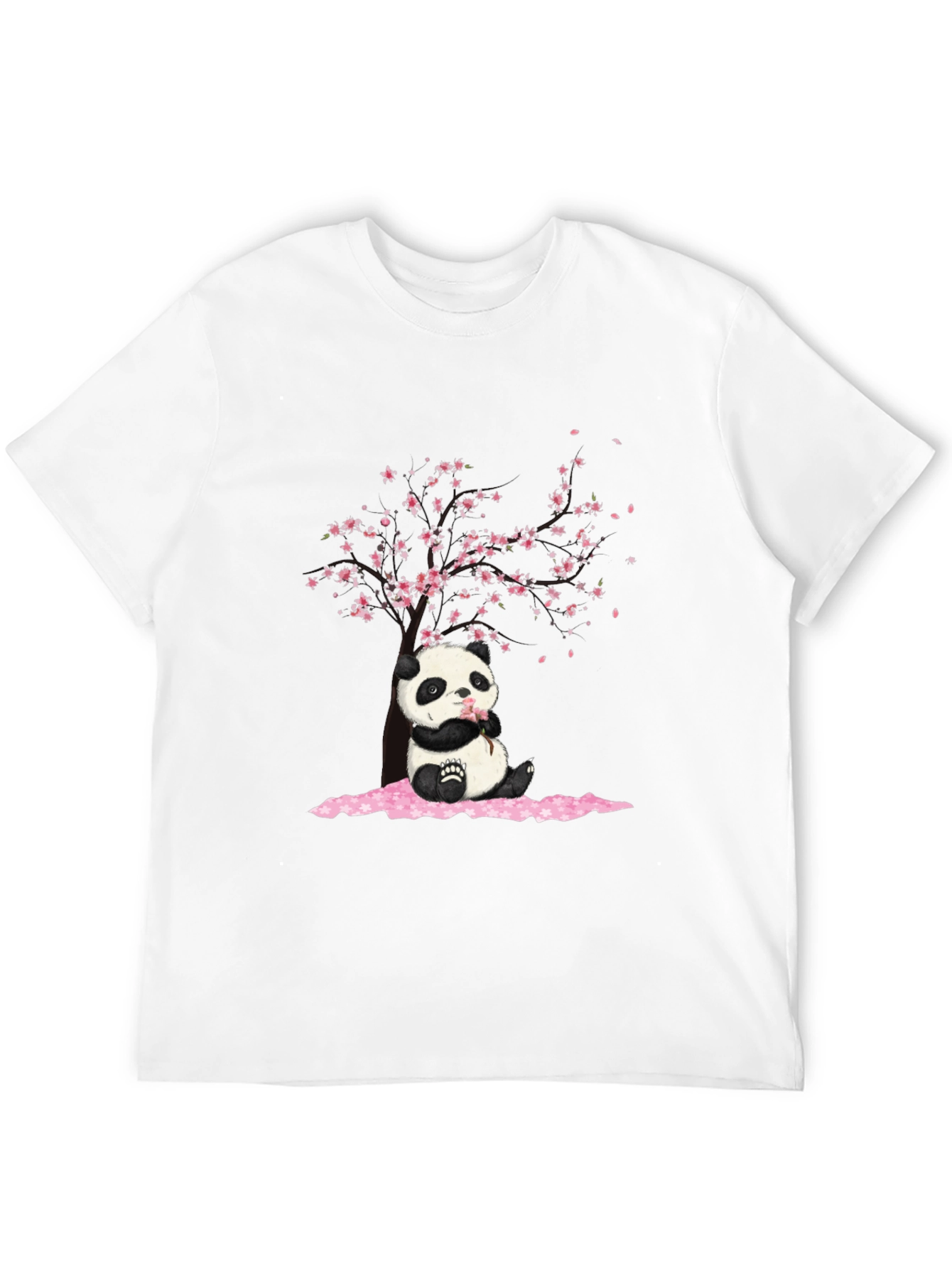 Panda Sakura Black T-Shirt