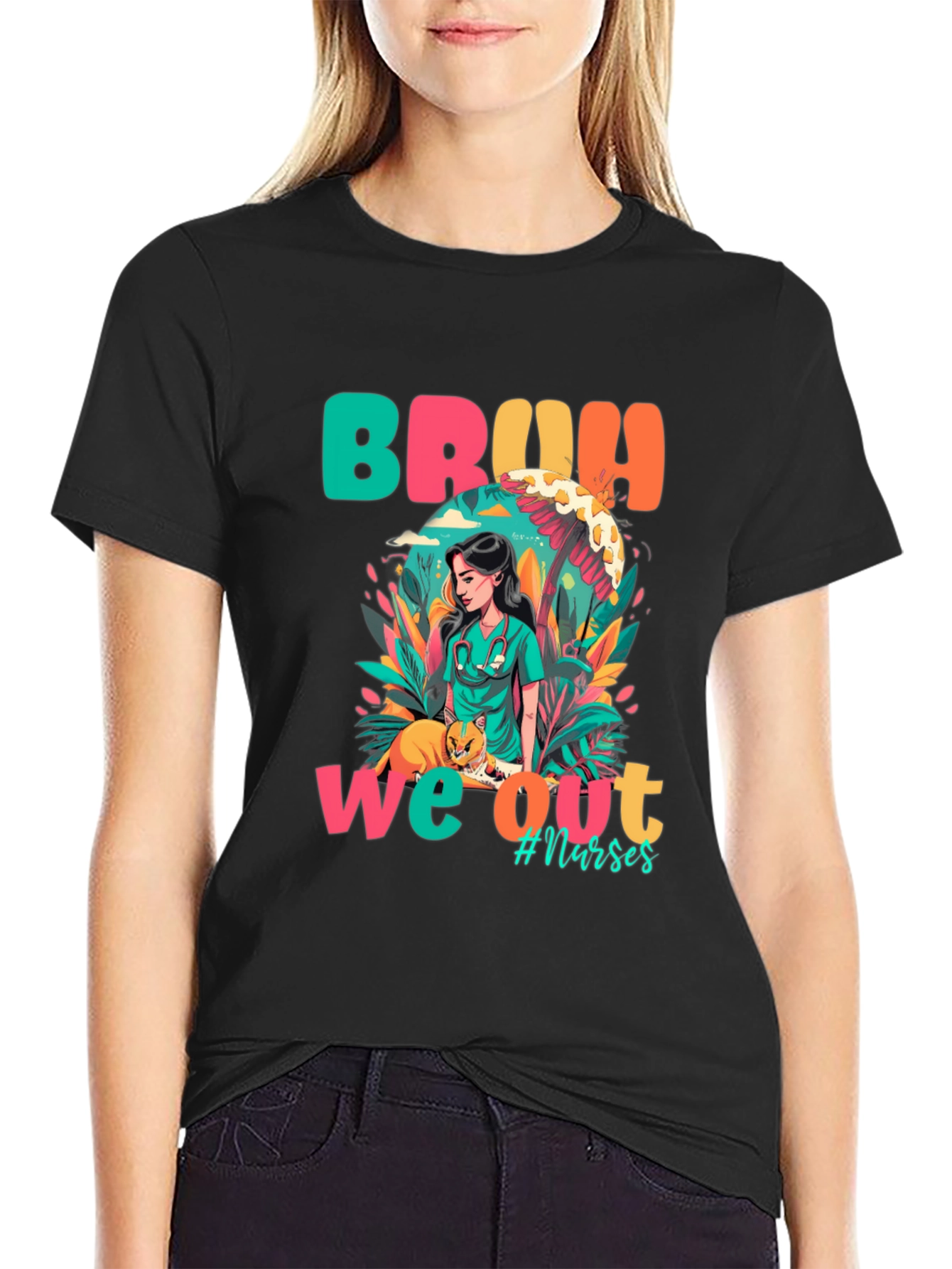 Bruh We Out Nurses Graphic Tee