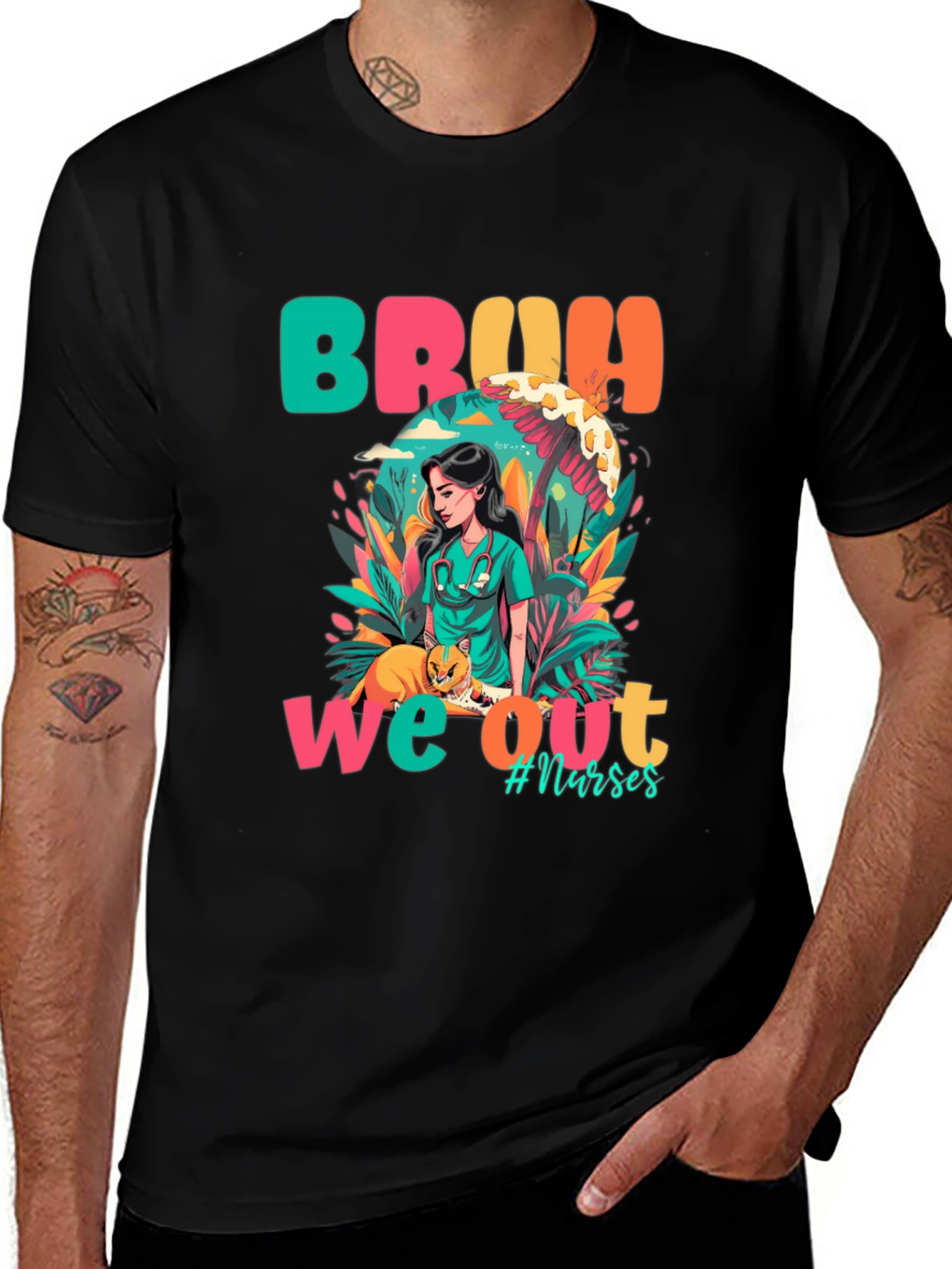 Bruh We Out Nurses Graphic Tee