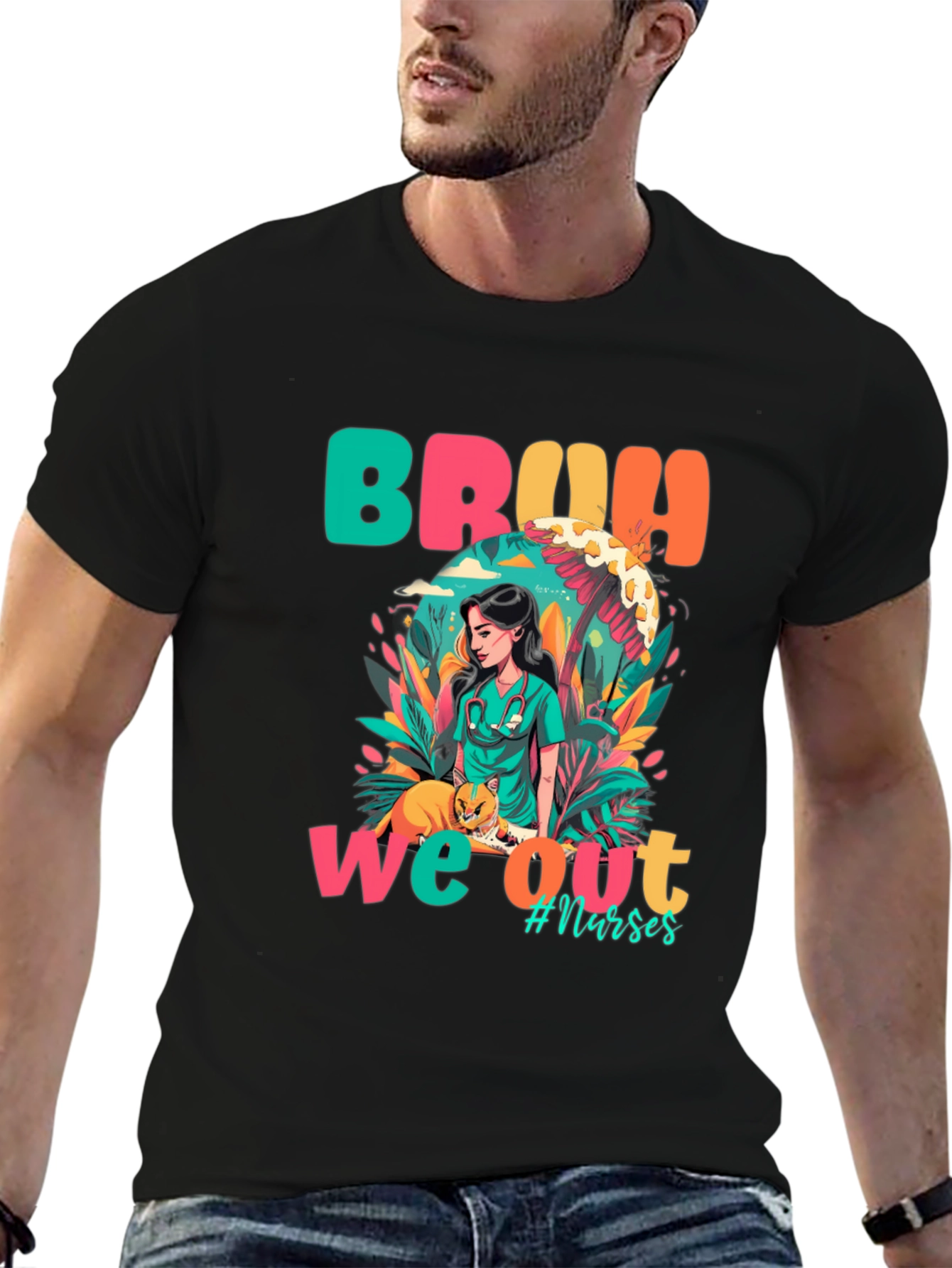 Bruh We Out Nurses Graphic Tee