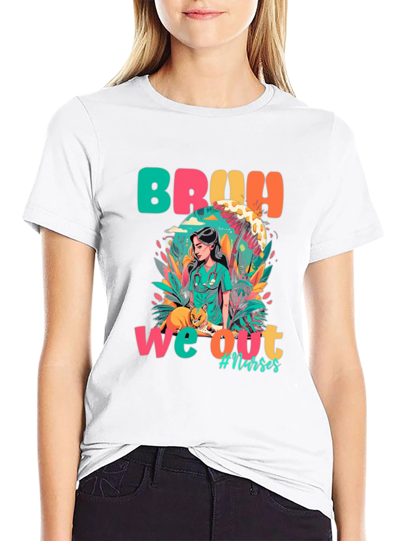 Bruh We Out Nurses Graphic Tee