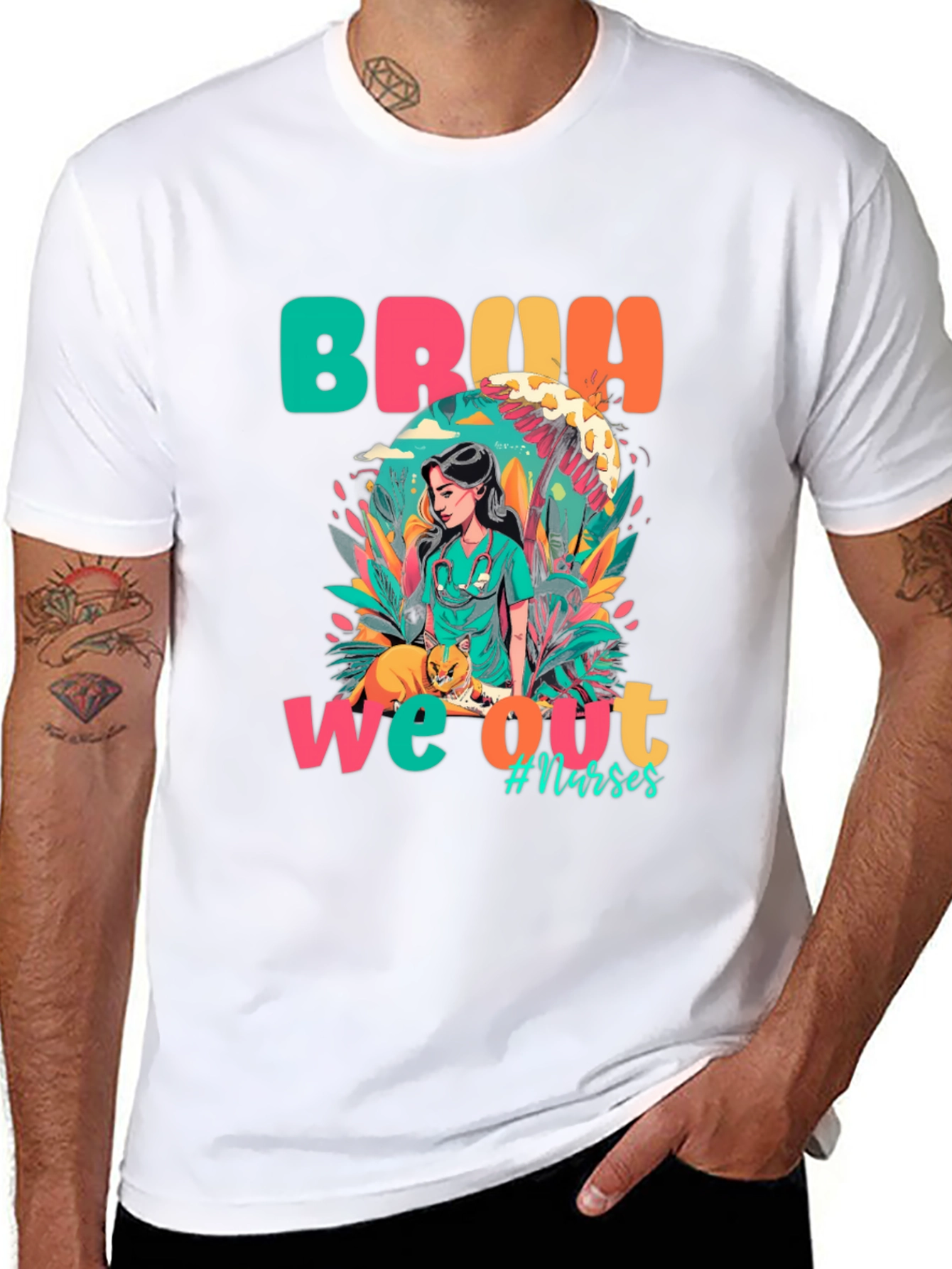 Bruh We Out Nurses Graphic Tee