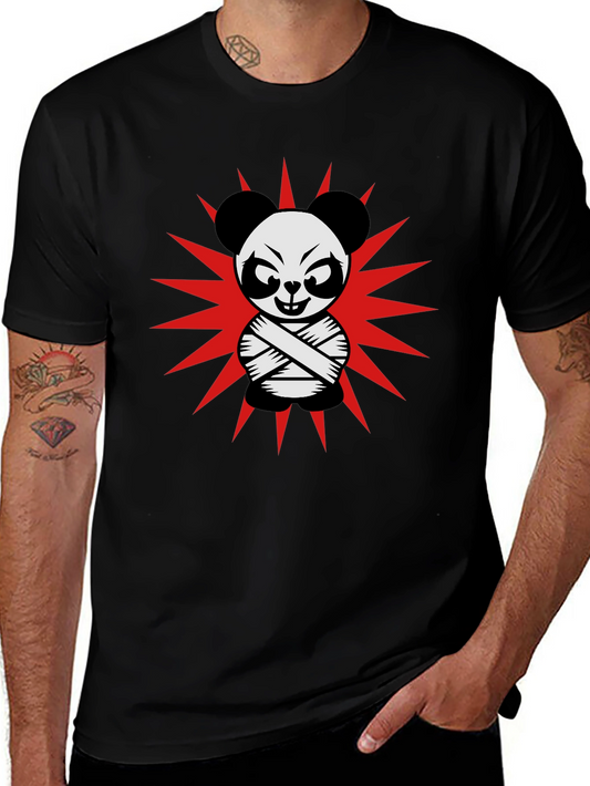 Crazy Panda T-Shirt - Black Cotton Graphic Tee