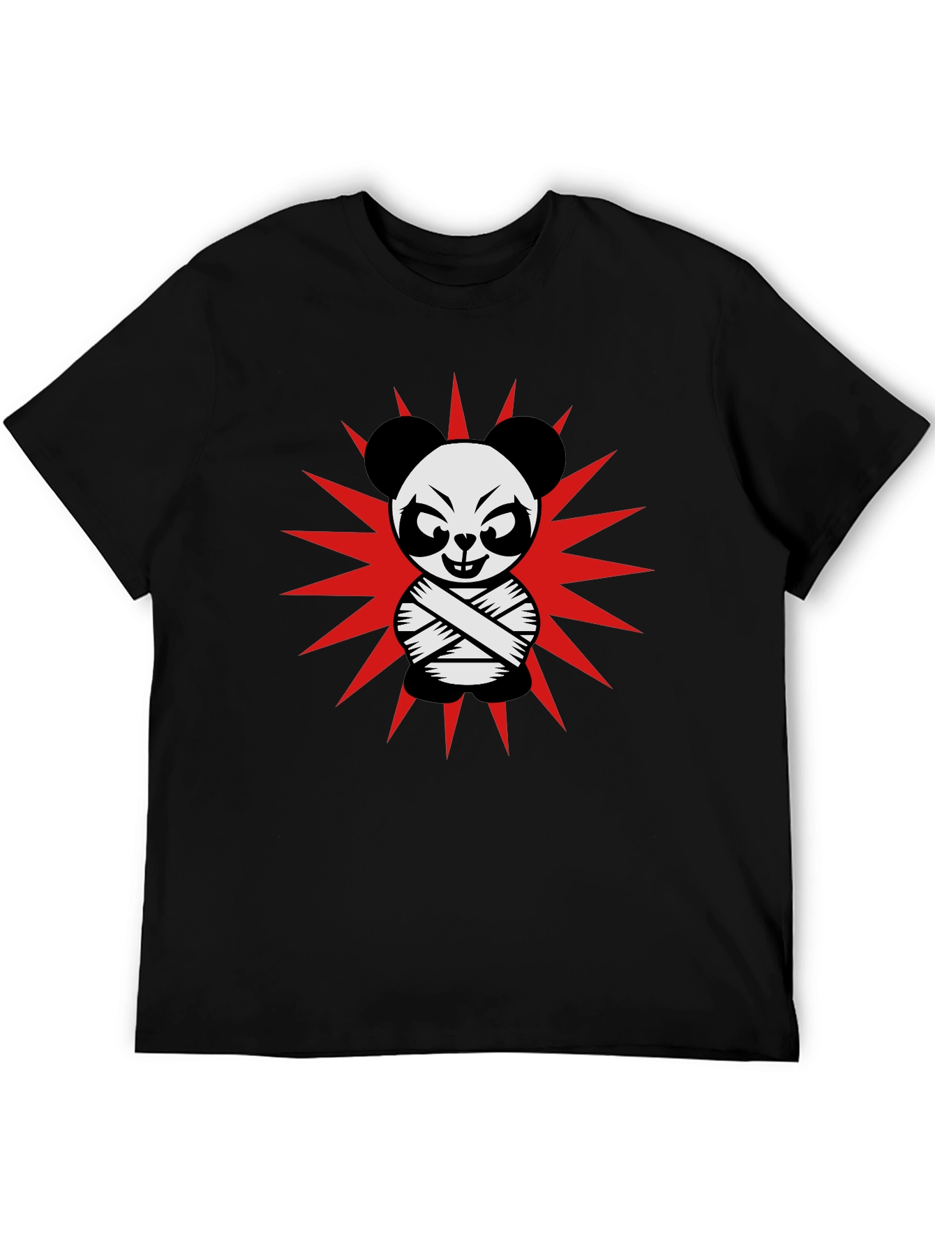 Crazy Panda T-Shirt - Black Cotton Graphic Tee
