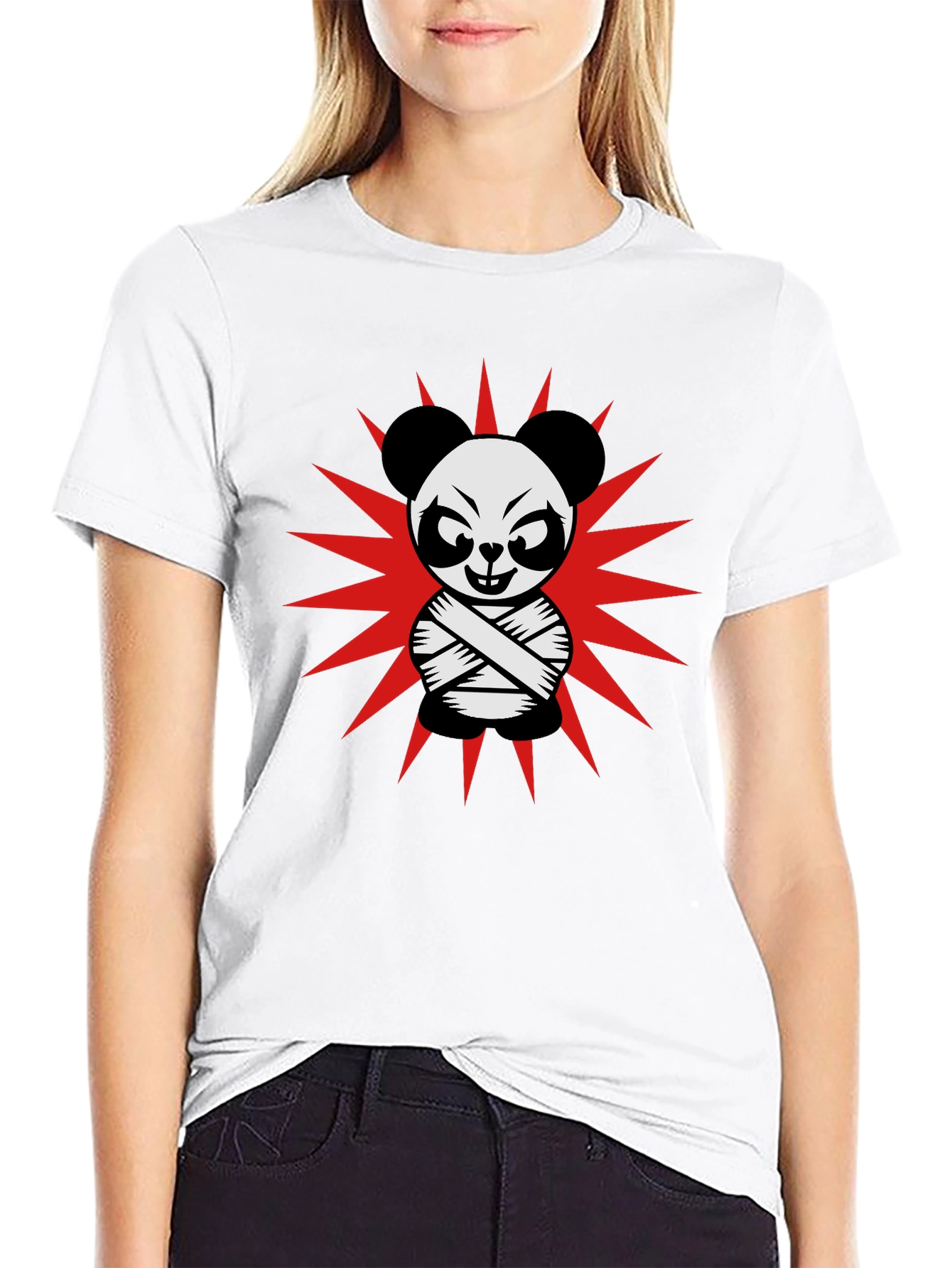 Crazy Panda T-Shirt - Black Cotton Graphic Tee