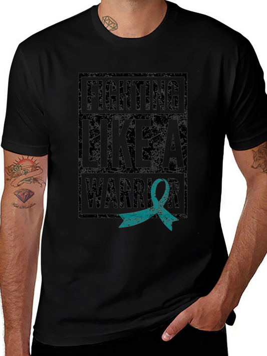 Fighting Like a Warrior Teal Ribbon Graphic T-Shirt