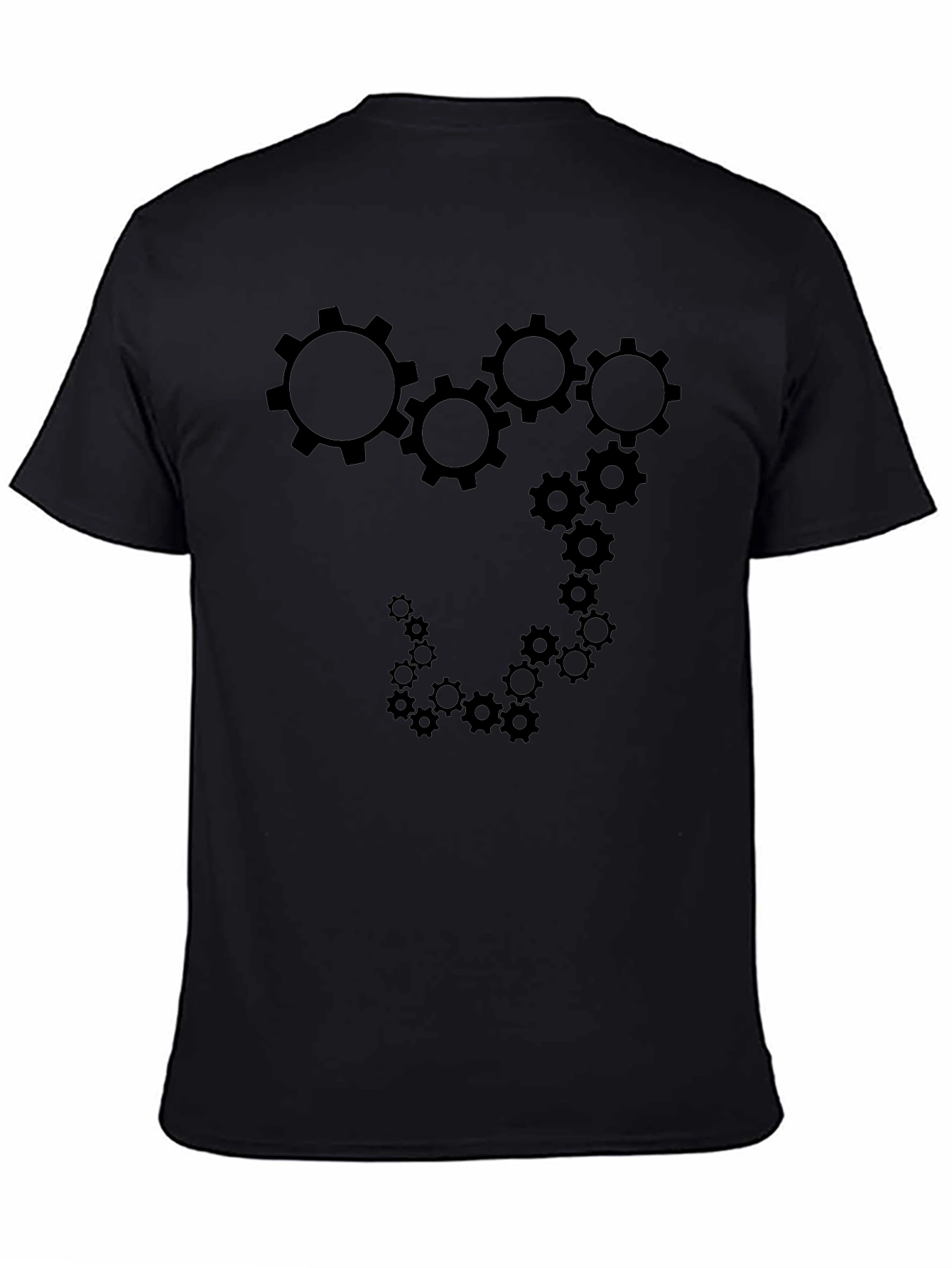Cogwheel Gears Design Black T-Shirt