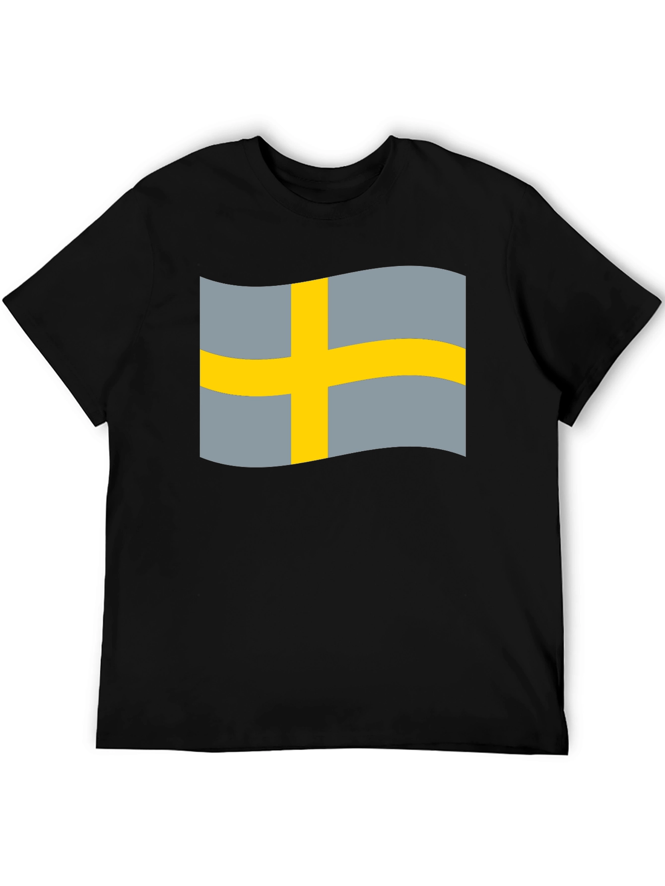 Sweden Flag Graphic Tee - Black Cotton Blend